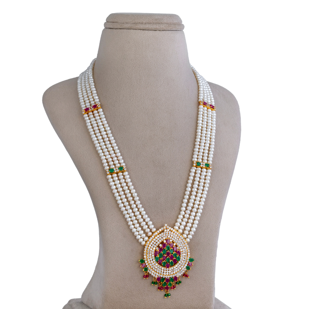 Imperial Red Green Multi-Strand Pearl Set