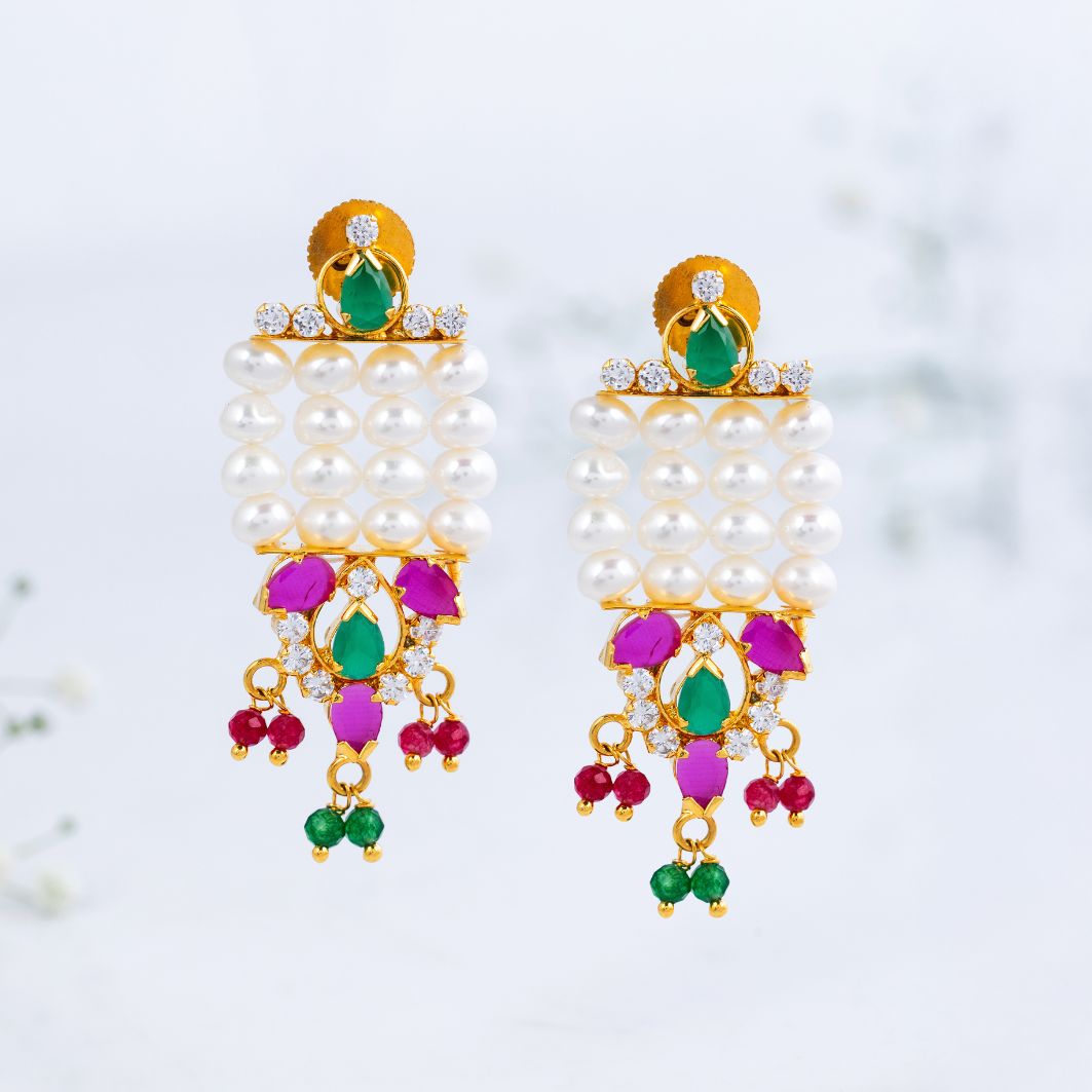 Imperial Red Green Multi-Strand Pearl Set