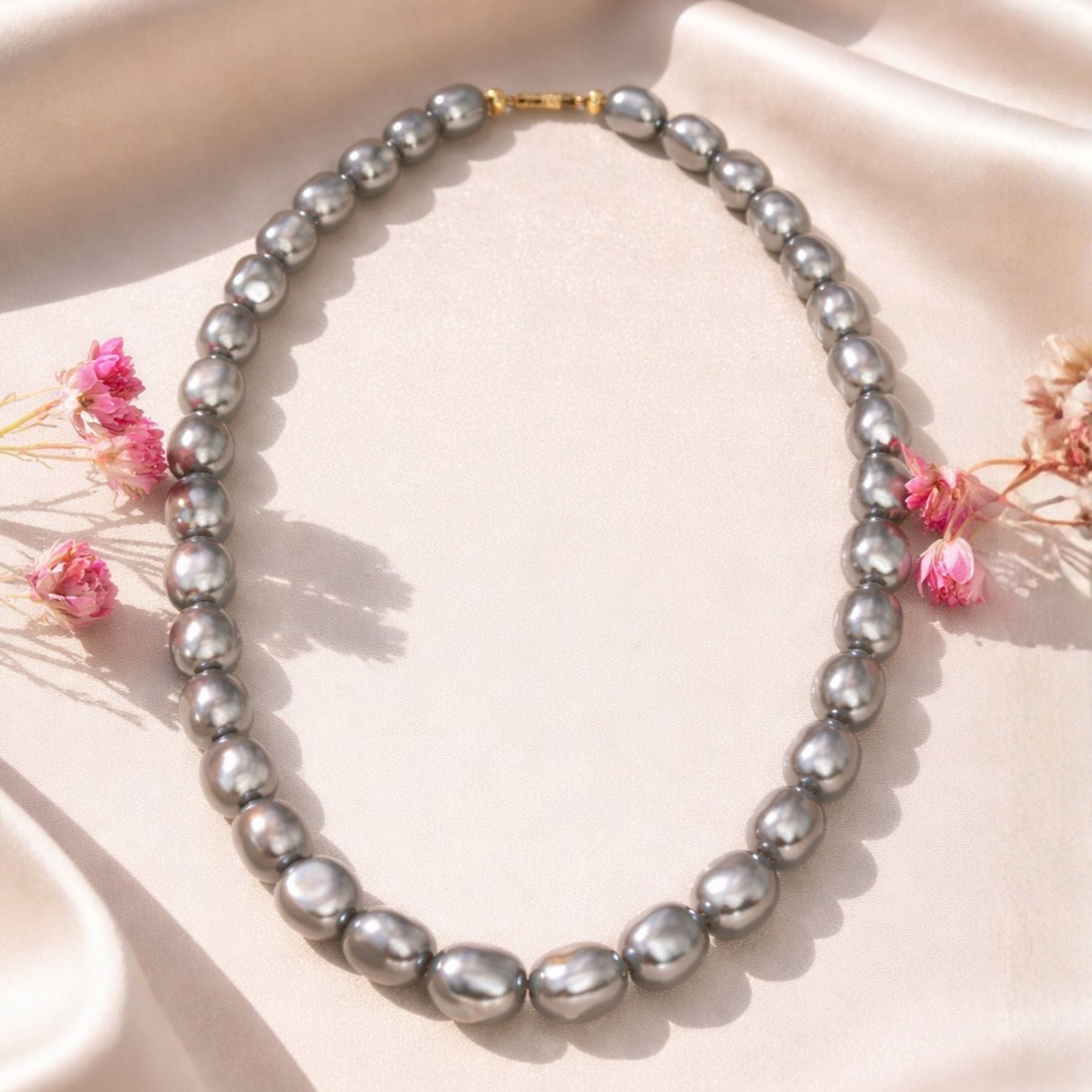 Moonstone Grey Baroque Pearl Necklace