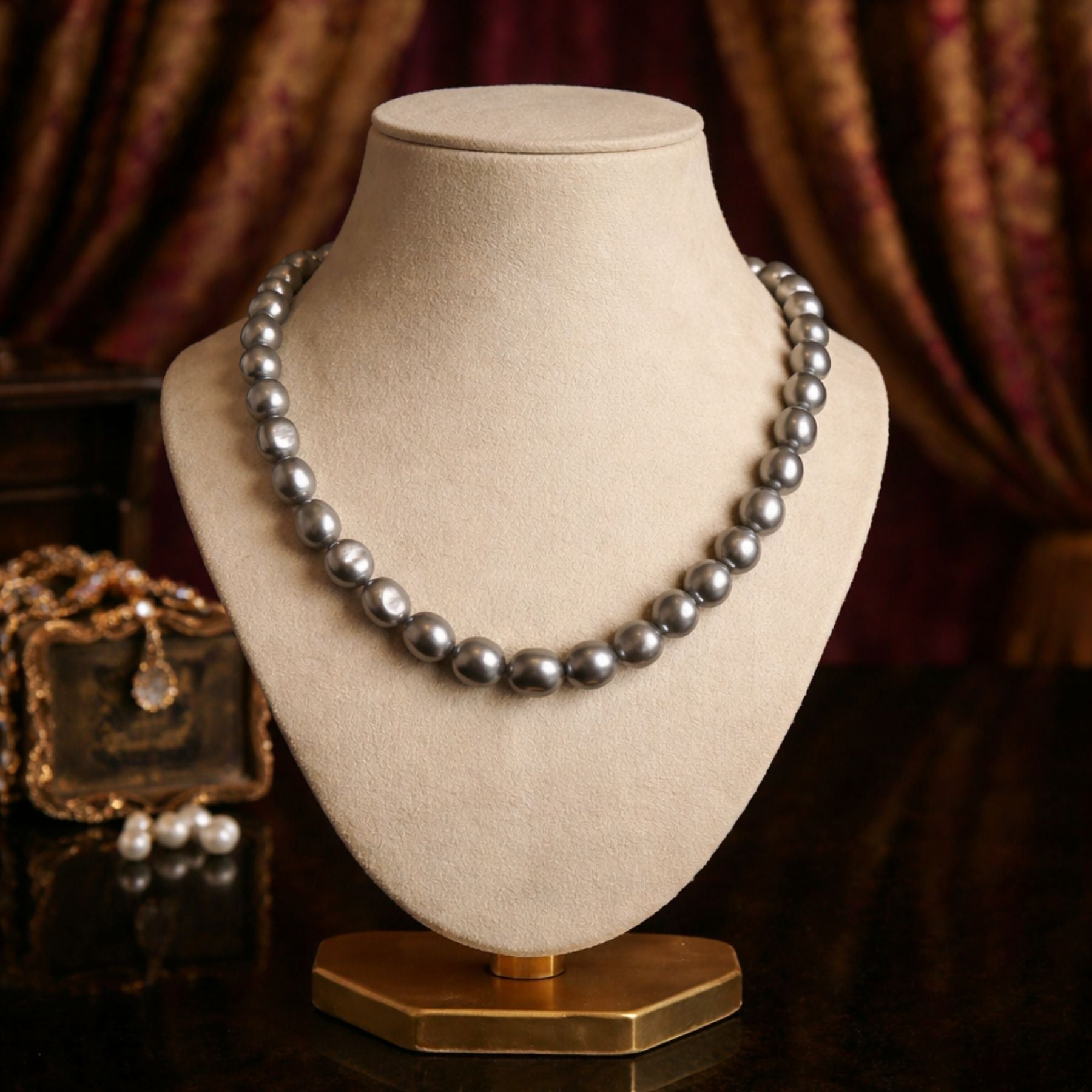 Moonstone Grey Baroque Pearl Necklace