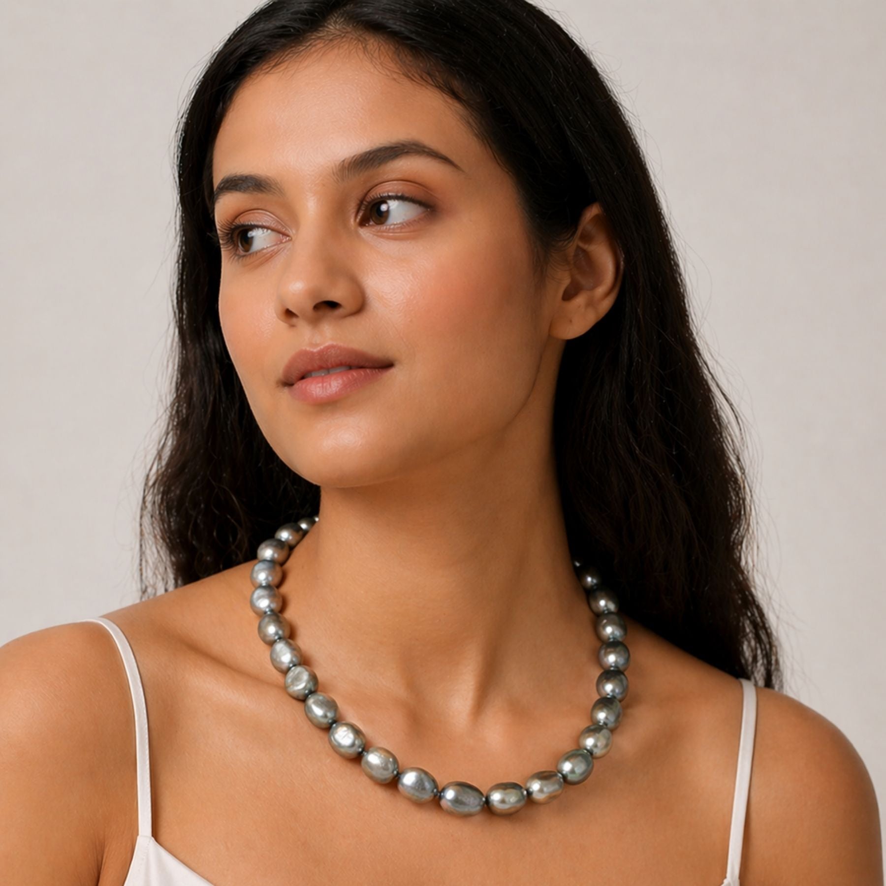Moonstone Grey Baroque Pearl Necklace