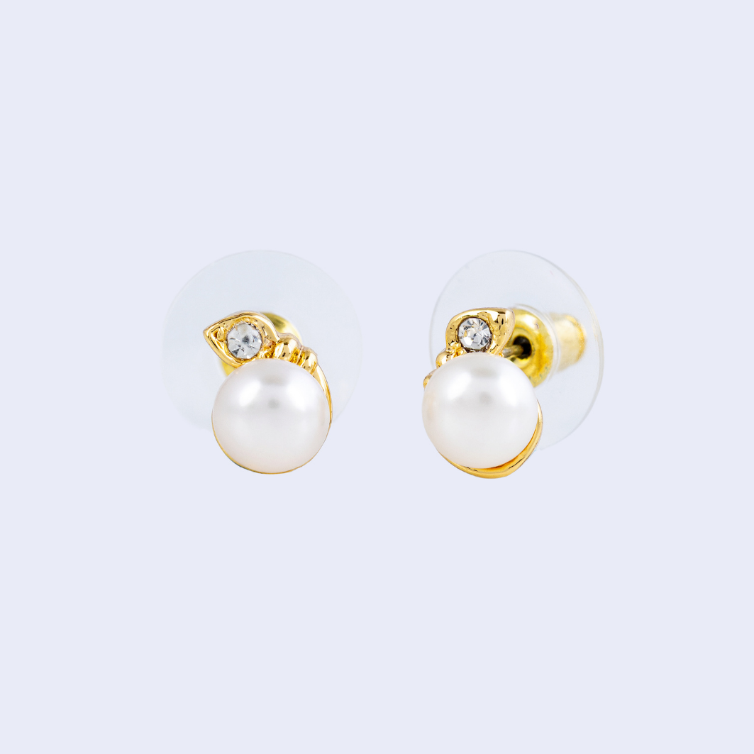 Sparkle Drop Pearl Stud Earrings