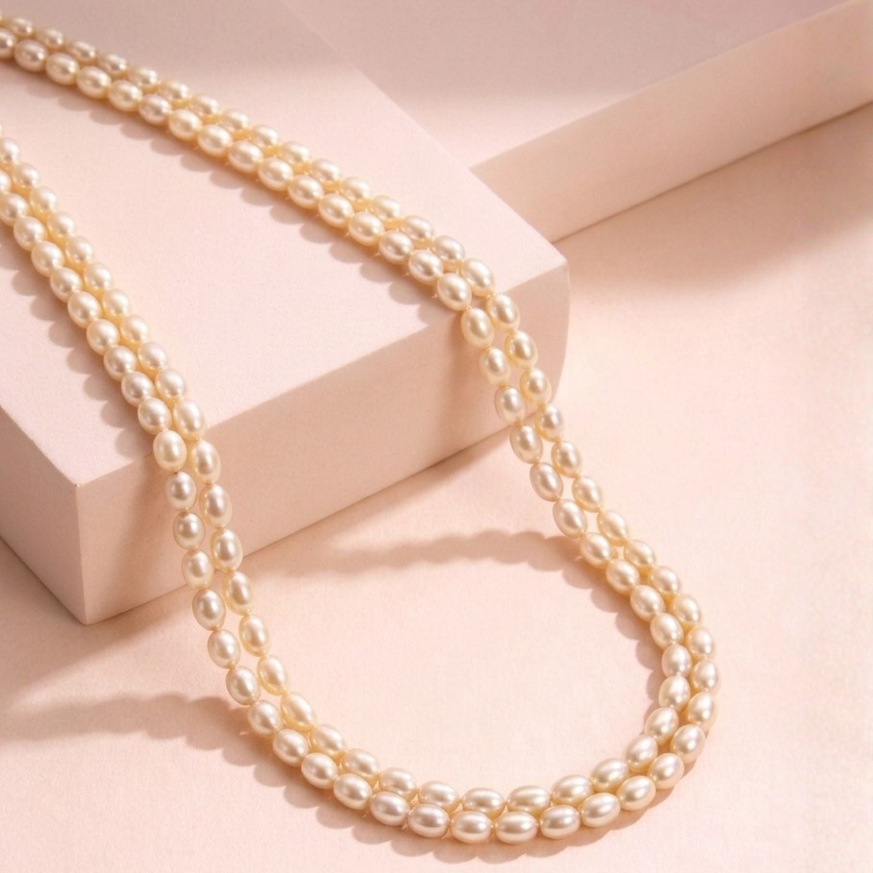 Royal Ivory Double Strand Oval Pearl Necklace