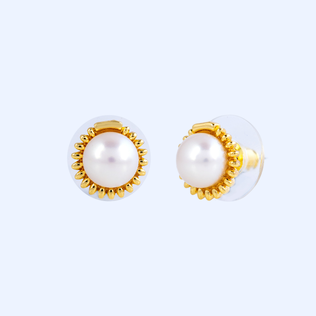 Grace Ring Pearl Stud Earrings