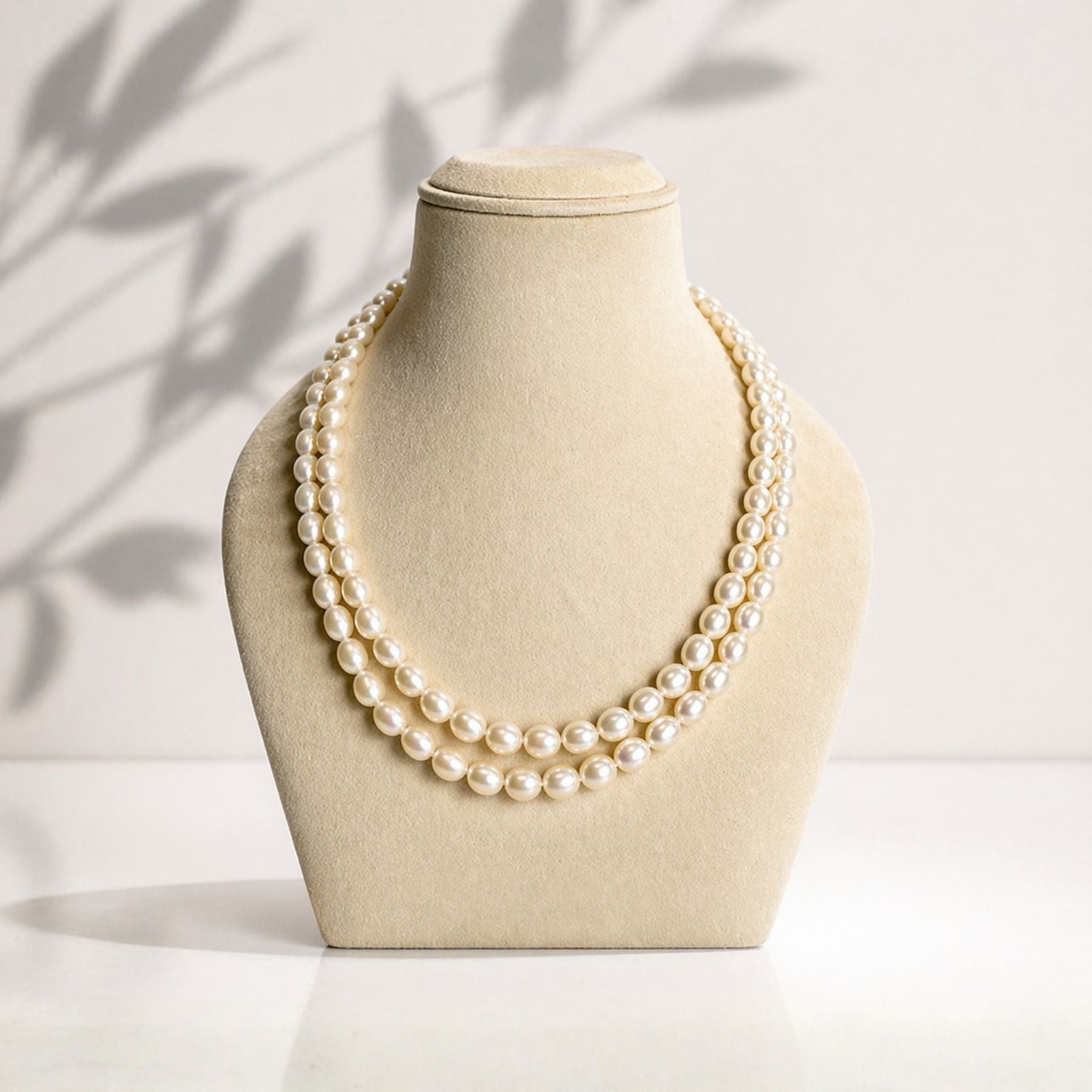 Royal Ivory Double Strand Oval Pearl Necklace