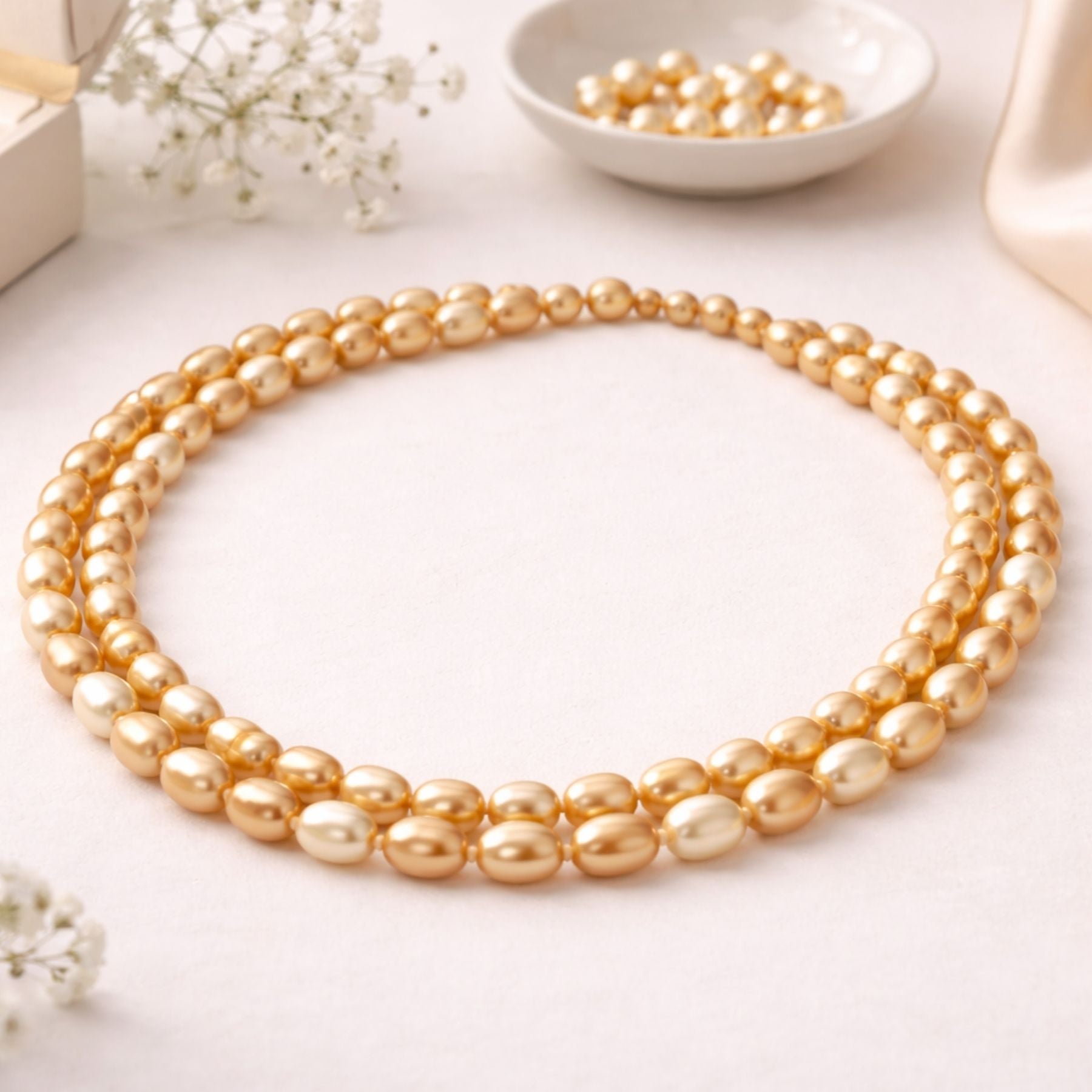Blush Radiance Oval Pearl Necklace