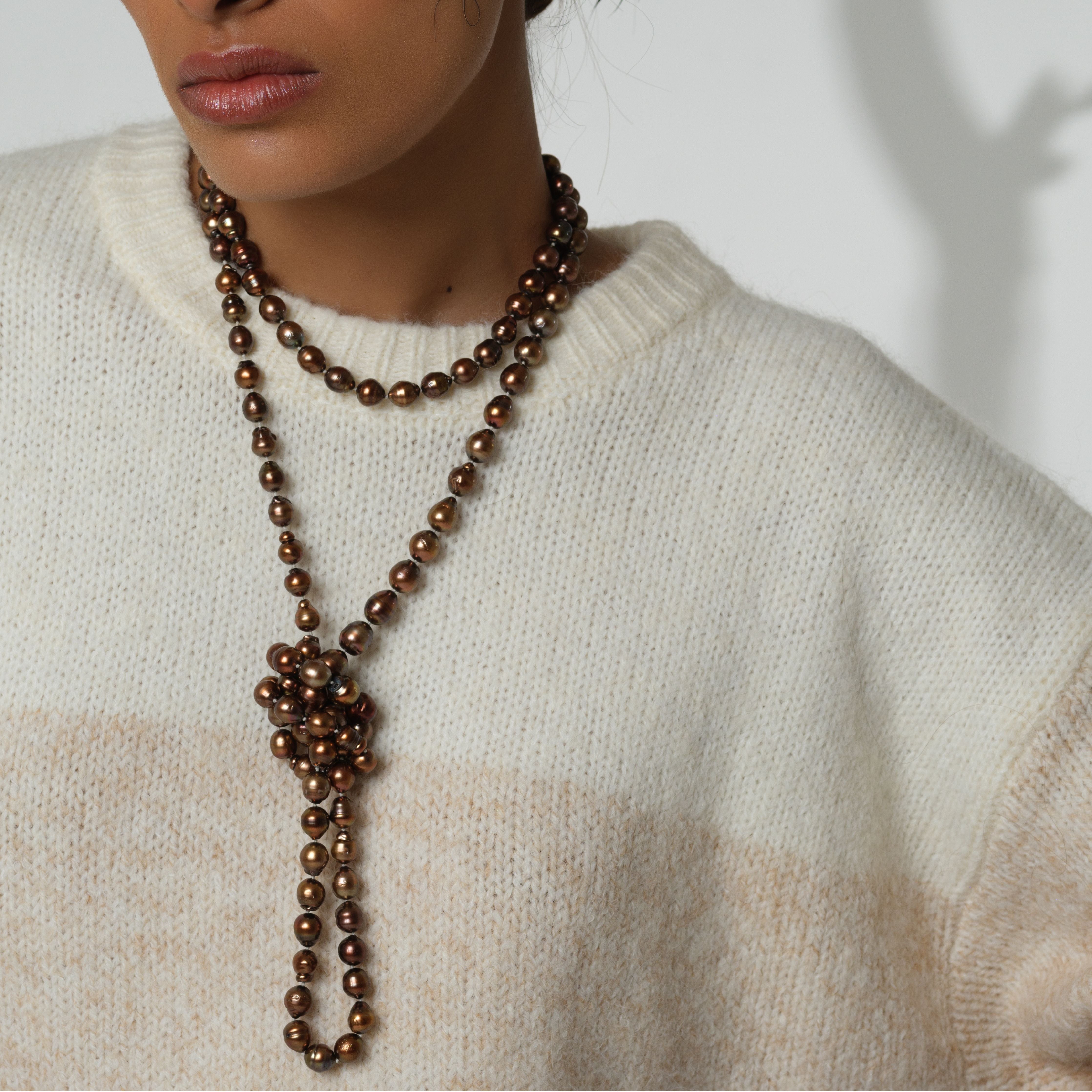 Long Tahitian Bronze OPERA Pearl Necklace