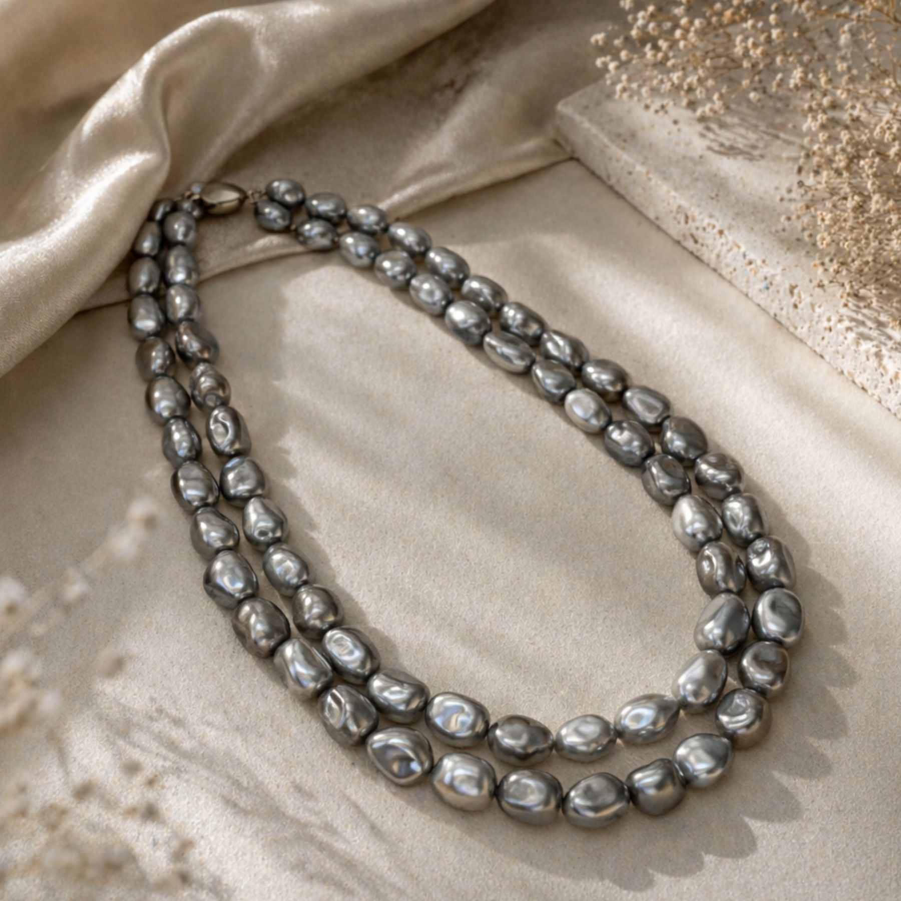 Midnight Baroque Pearl Necklace