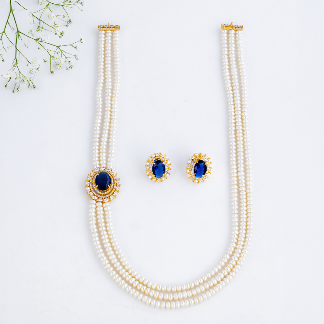 Sapphire Tides Multi-Strand Pearl Set
