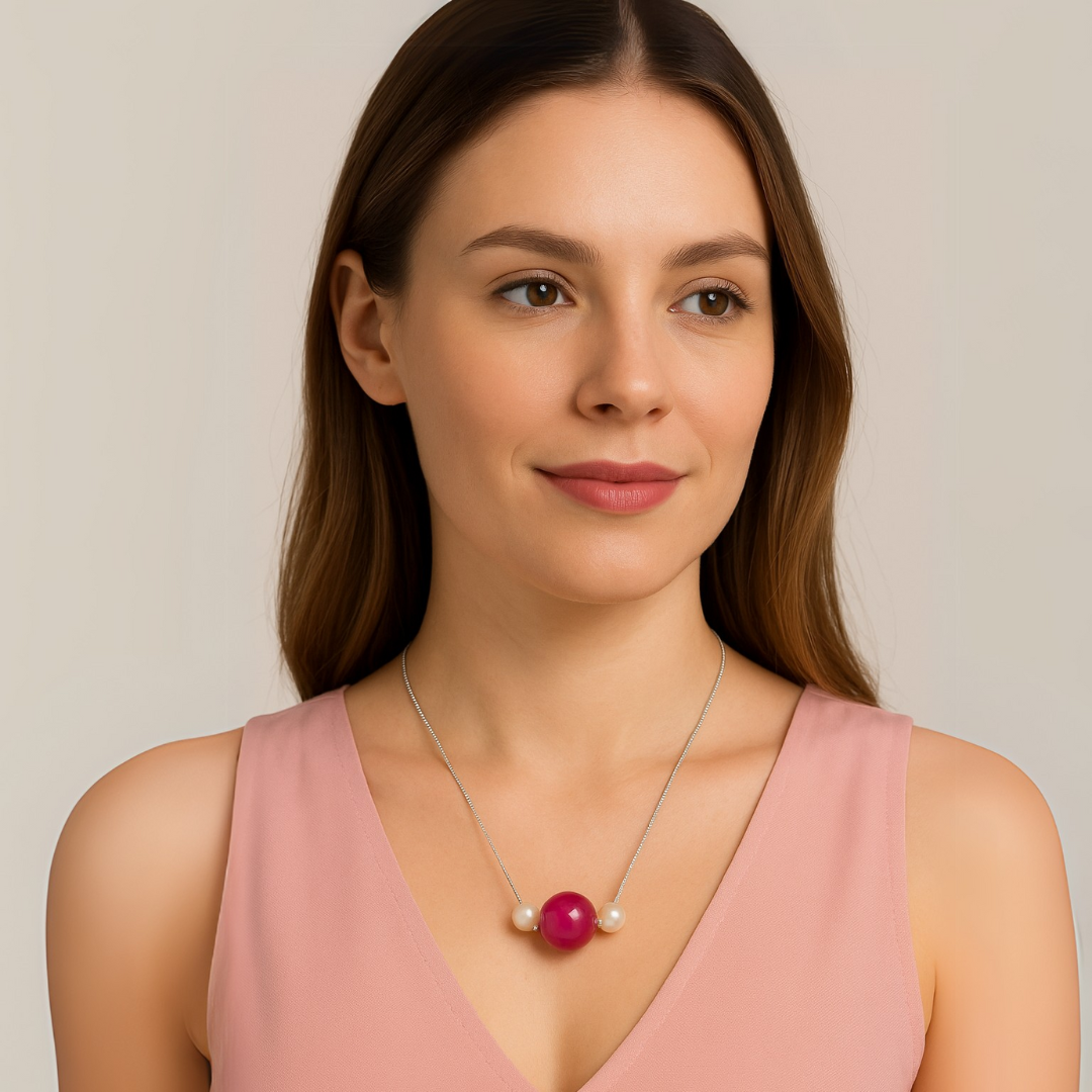 Akoya and Ruby Pearl Chain