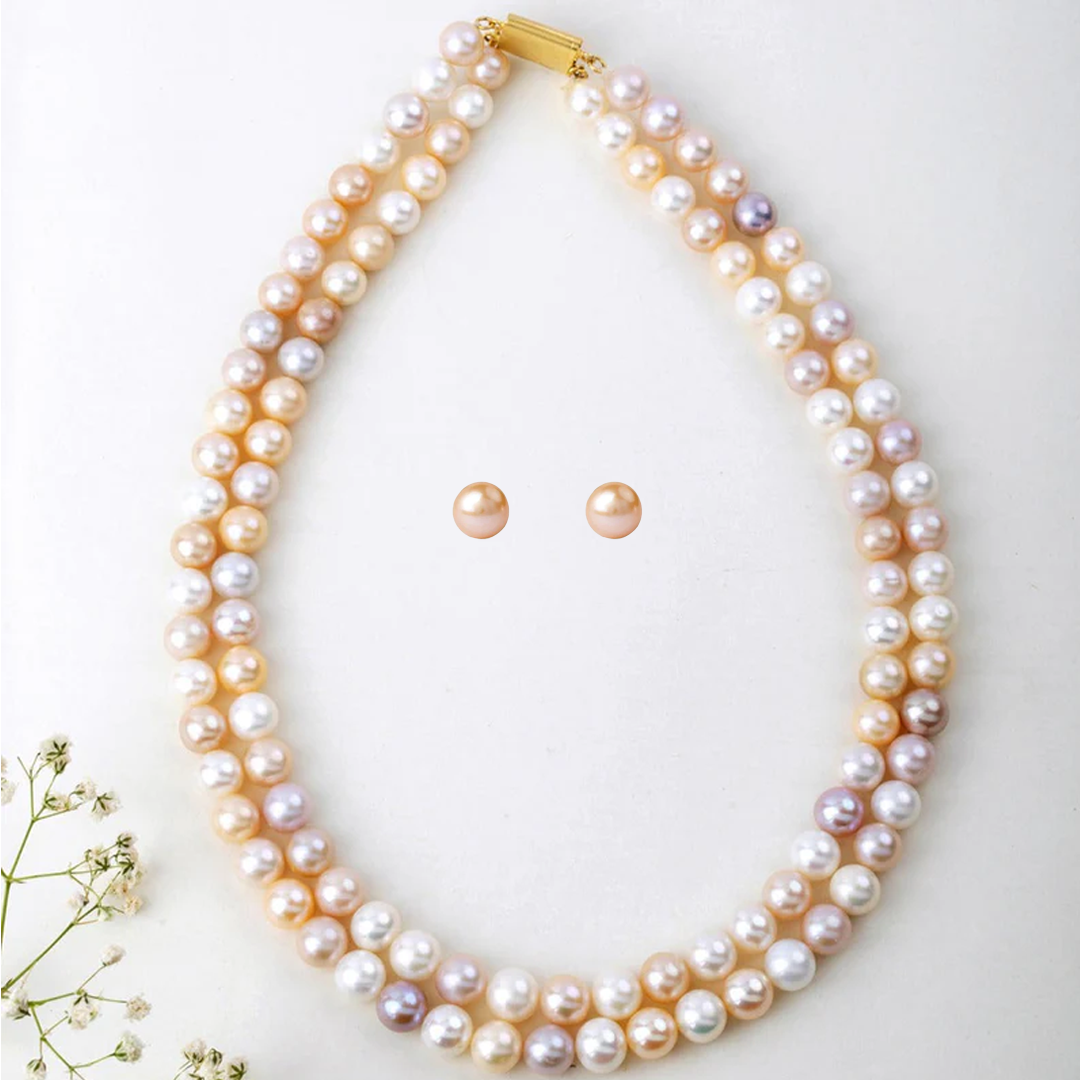 Freshwater Multicolor Pearl Necklace Set