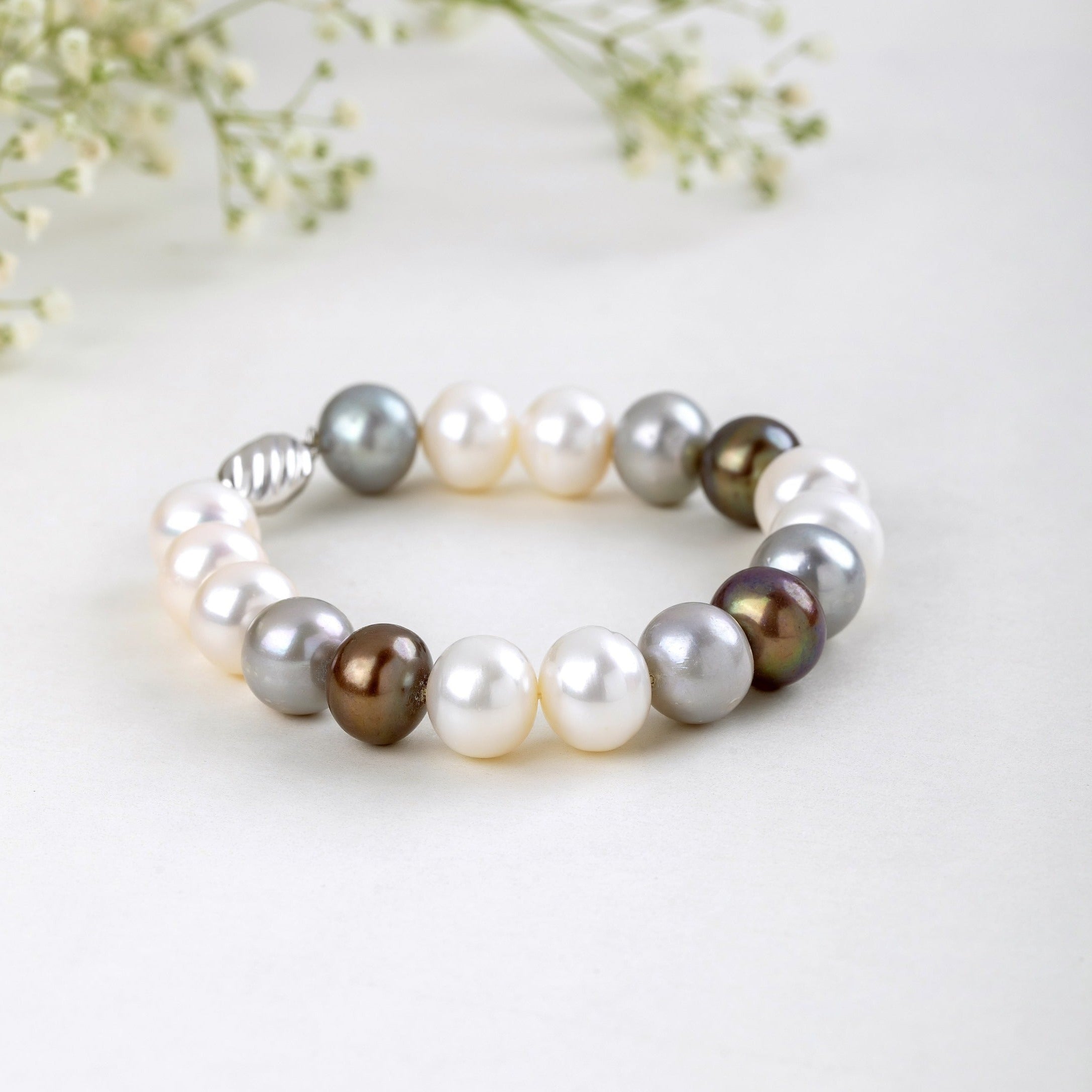 Misty White and Grey Harmony Cuff