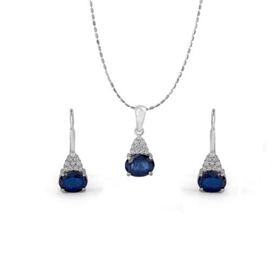 Beyond Whisper Sapphire and Diamond Pendant and Earrings Set