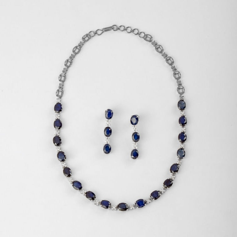 Diamond and blue sapphire wedding sets