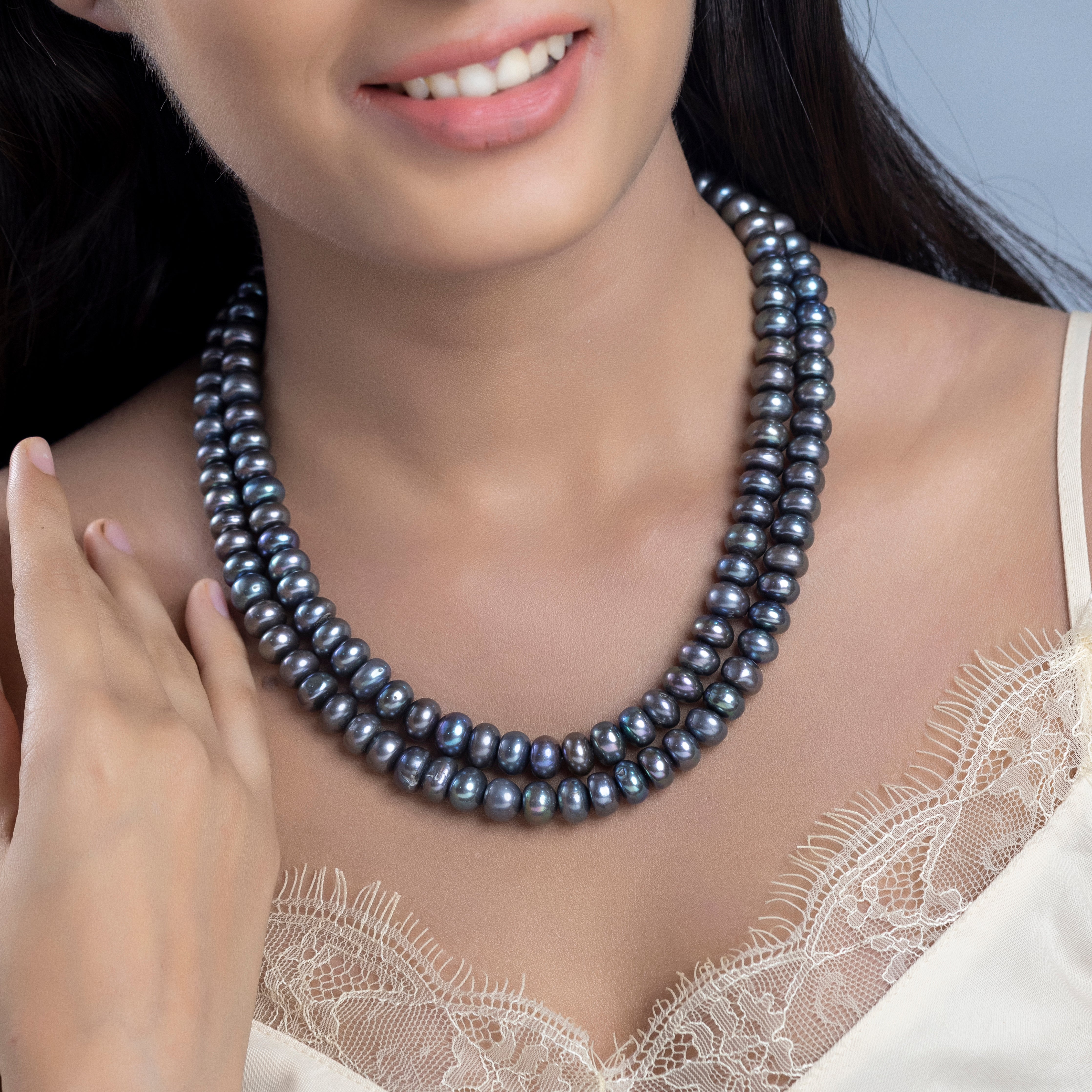 Misty Waters Two-Row Freshwater Pearl Necklace