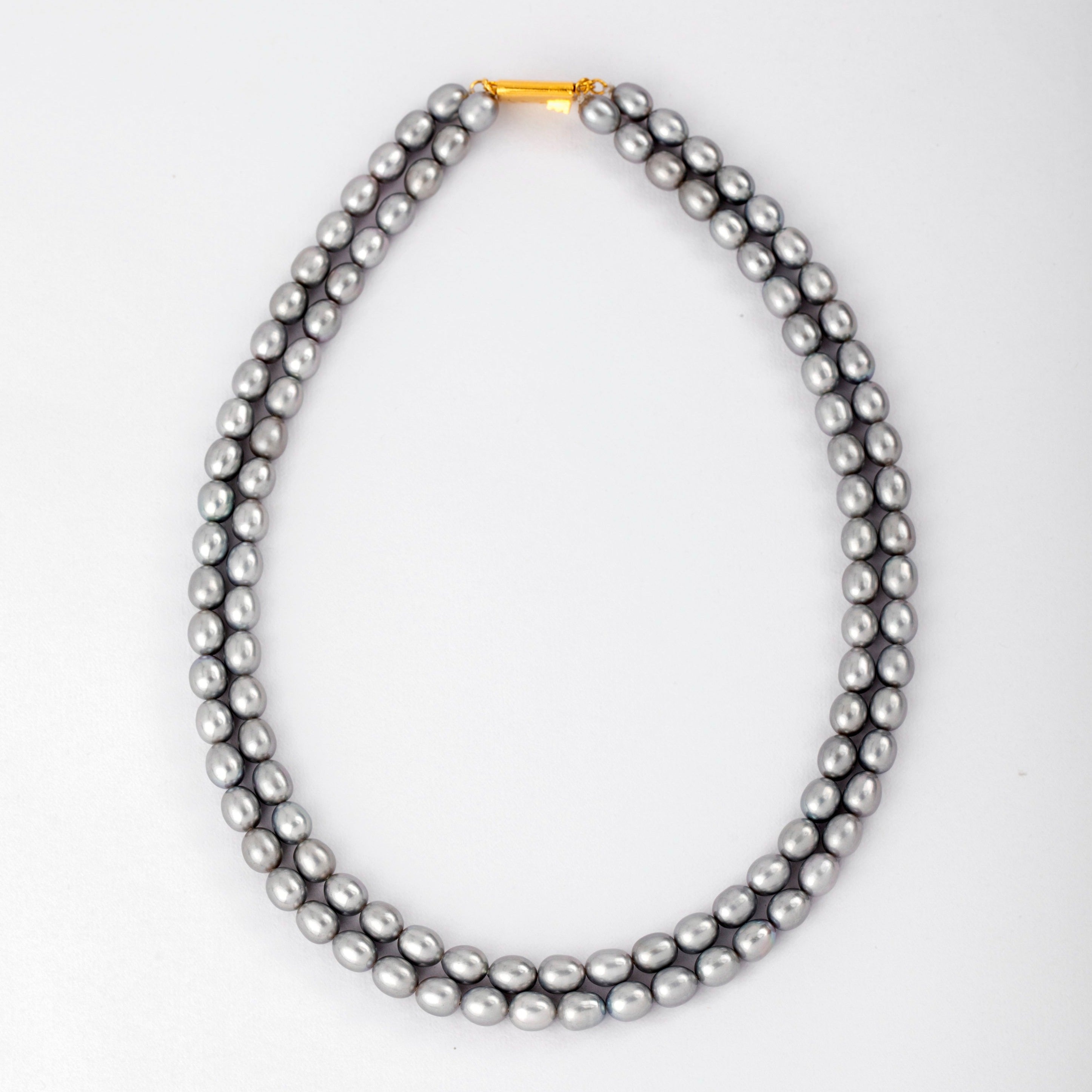 Slate Shimmer Twin Stand Freshwater Necklace