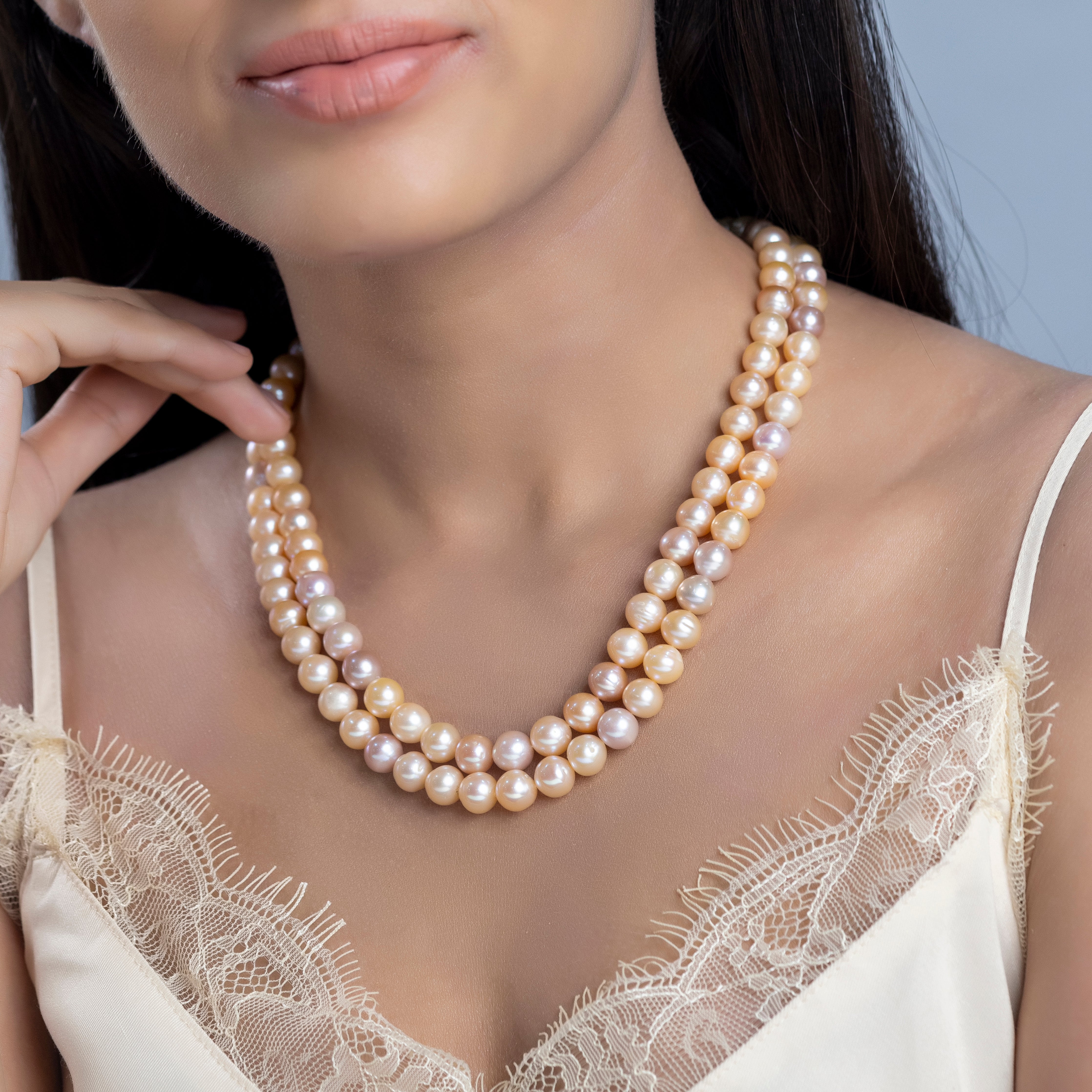 Freshwater Multicolor Lust 2-Line Pearl Necklace