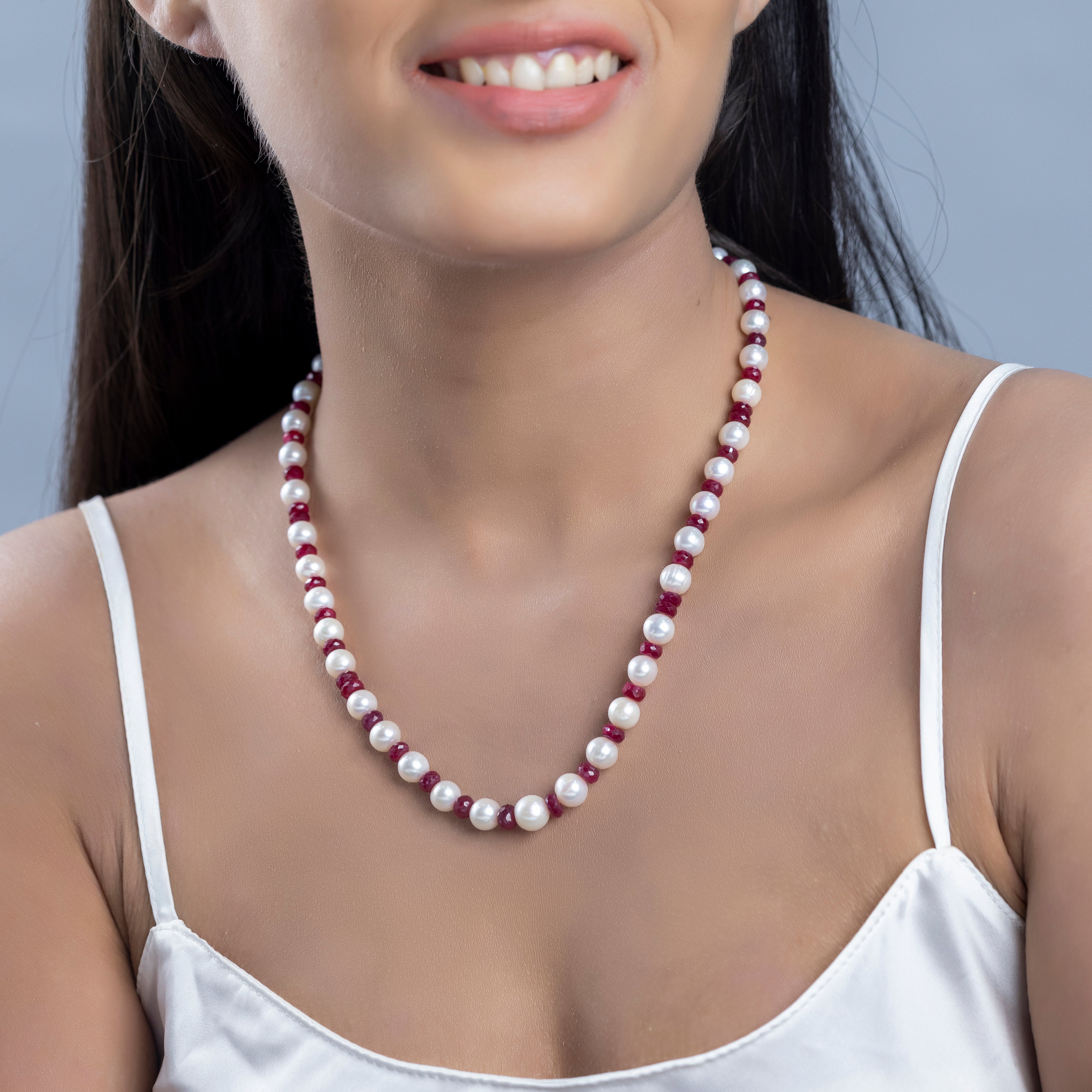 Crimson Elegance Freshwater Pearl Necklace