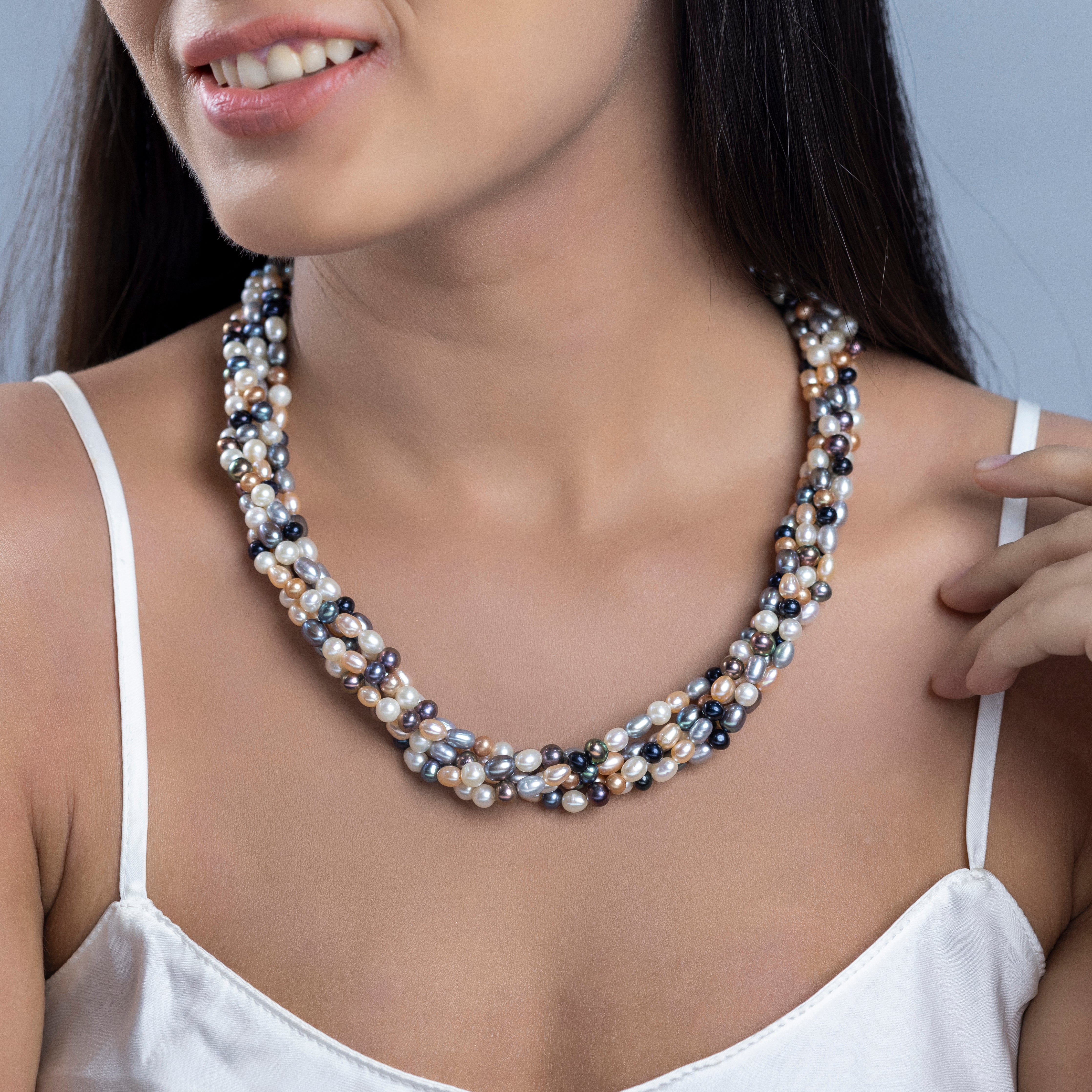Multishape Fusion Twisted Freshwater Necklace