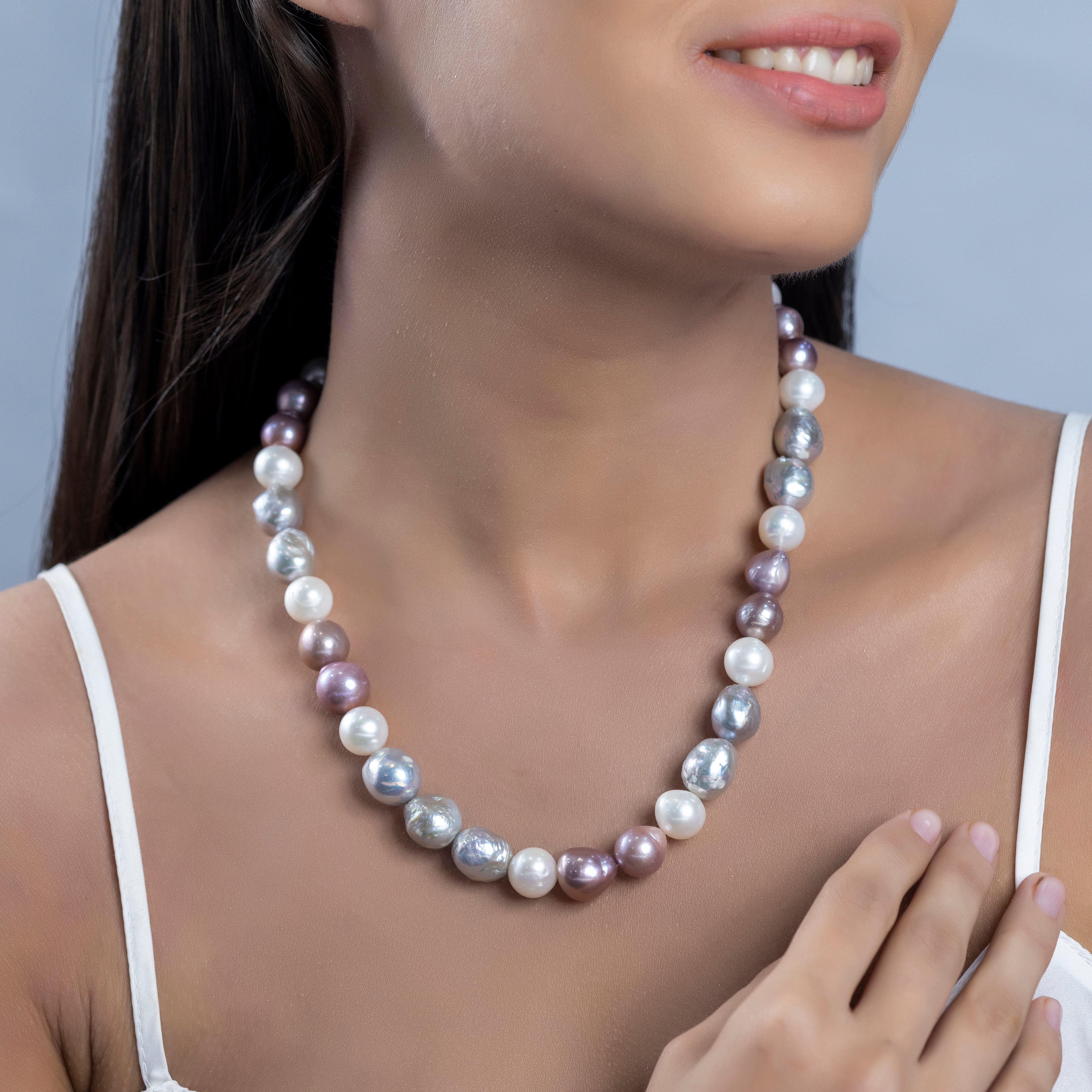Tricolor Baroque Harmony Freshwater Necklace