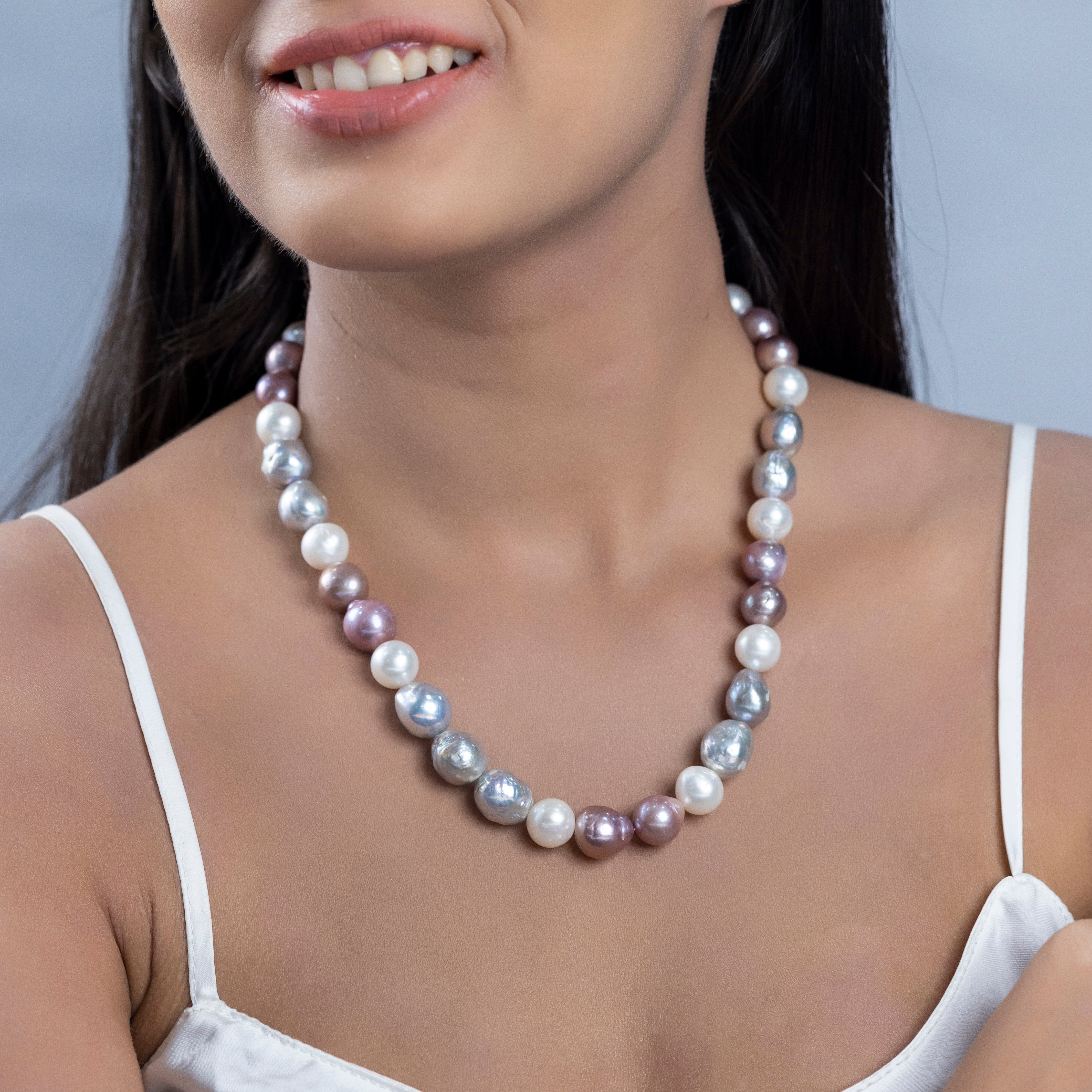 Tricolor Baroque Harmony Freshwater Necklace