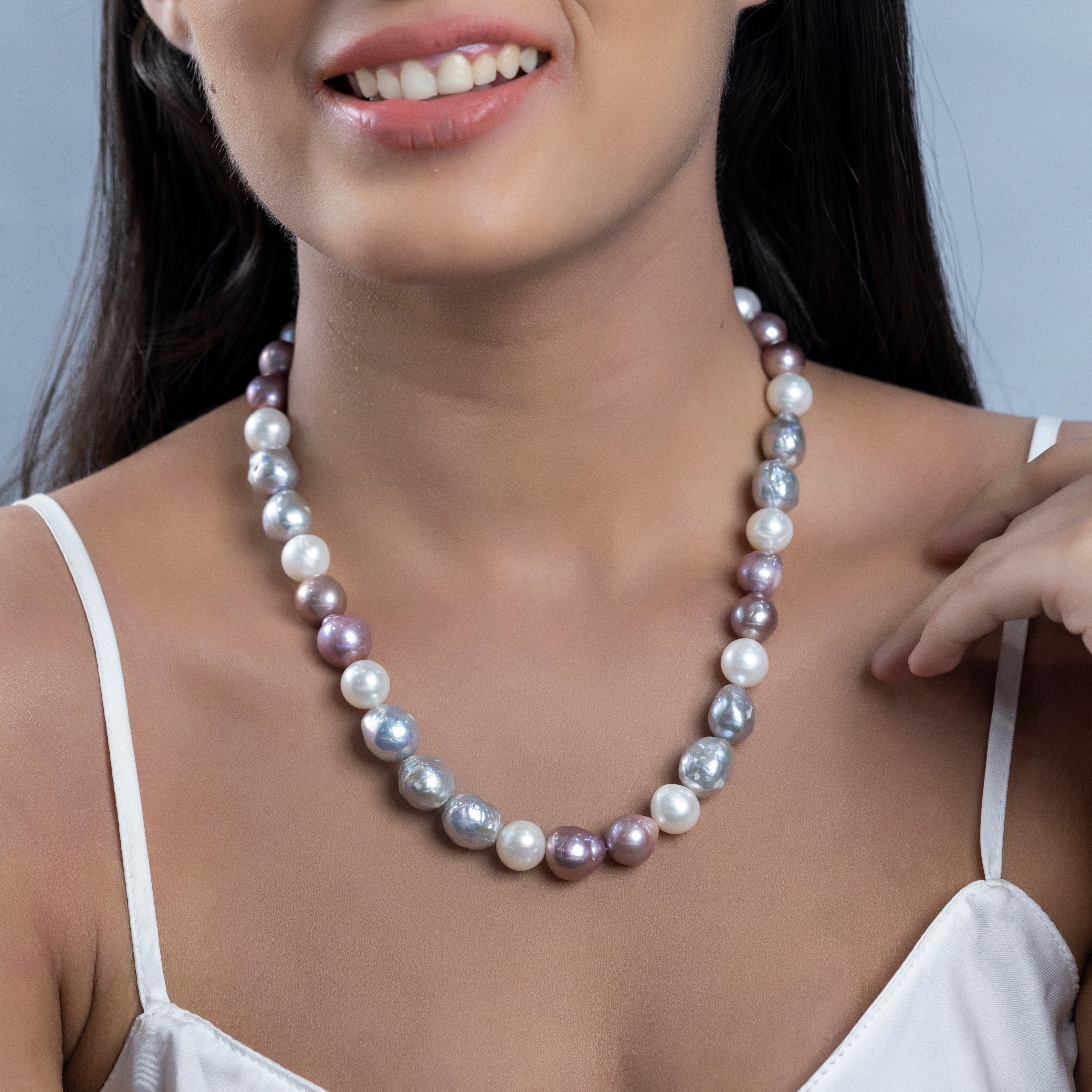 Tricolor Baroque Harmony Freshwater Necklace