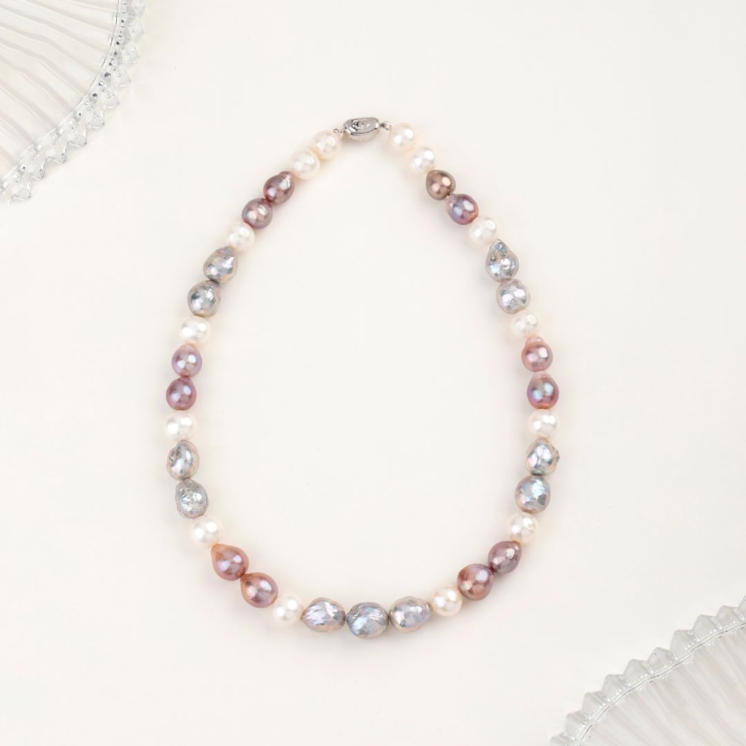 Tricolor Baroque Harmony Pearl Necklace