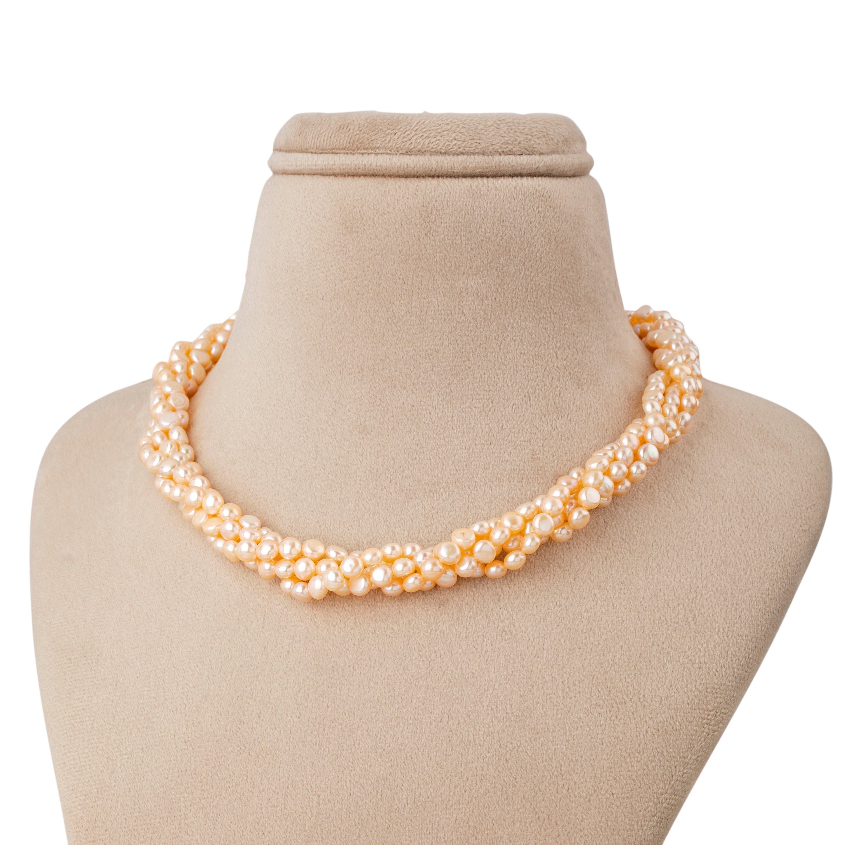 Freshwater Peach 2-line Pearl Necklace