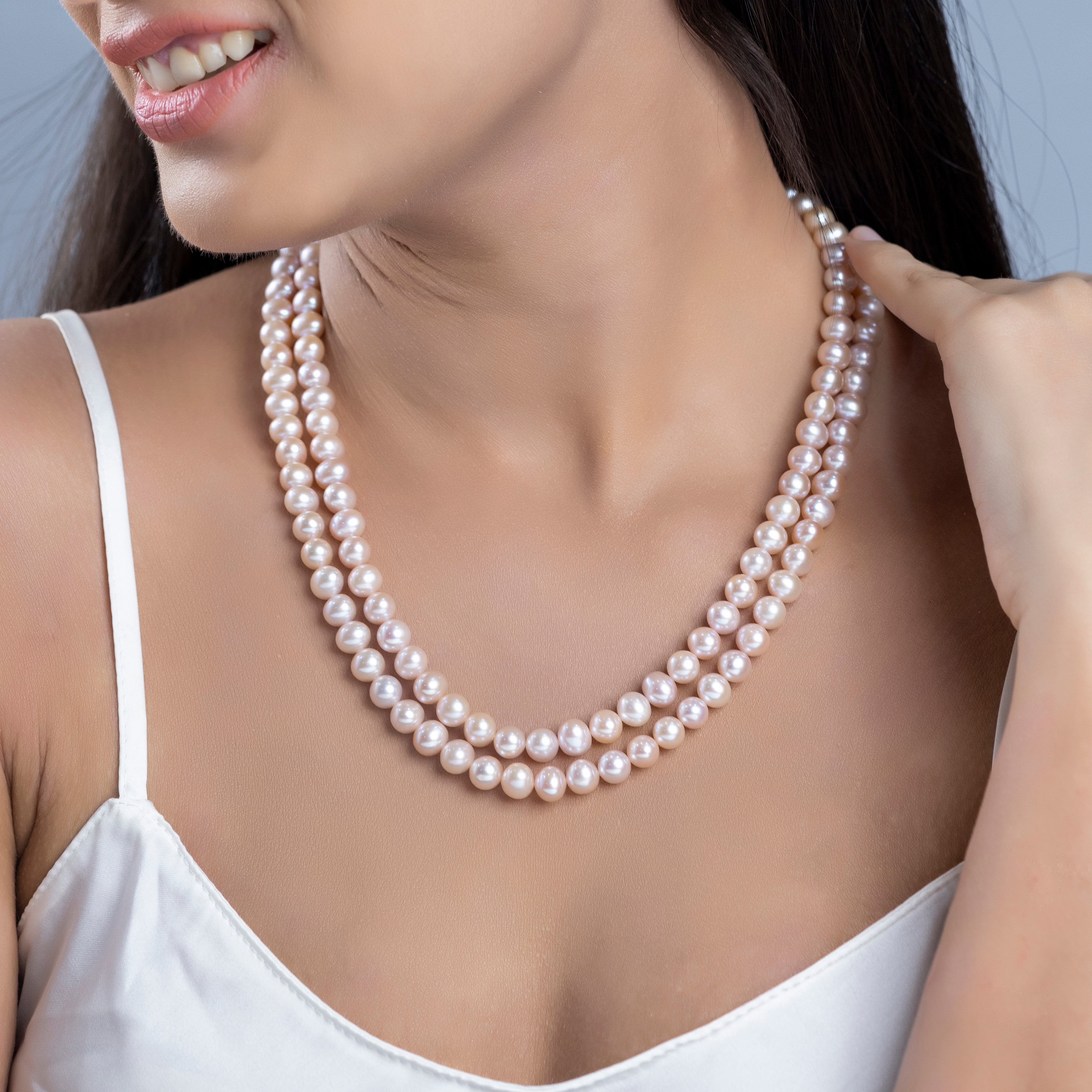 Freshwater PINK beauty 2-line Pearl Jewelry