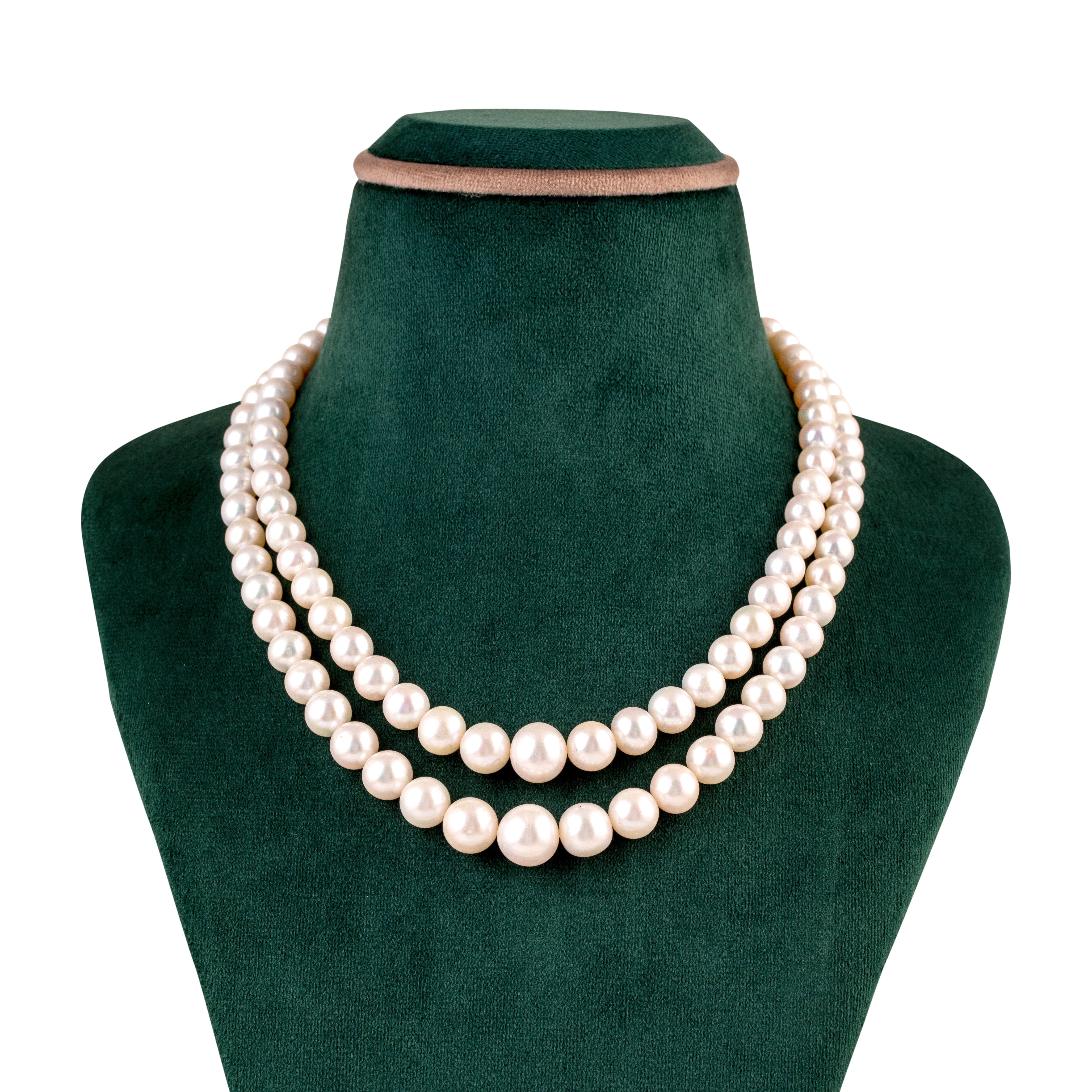 Bridal Beauty Double Line White Freshwater Pearl Necklace