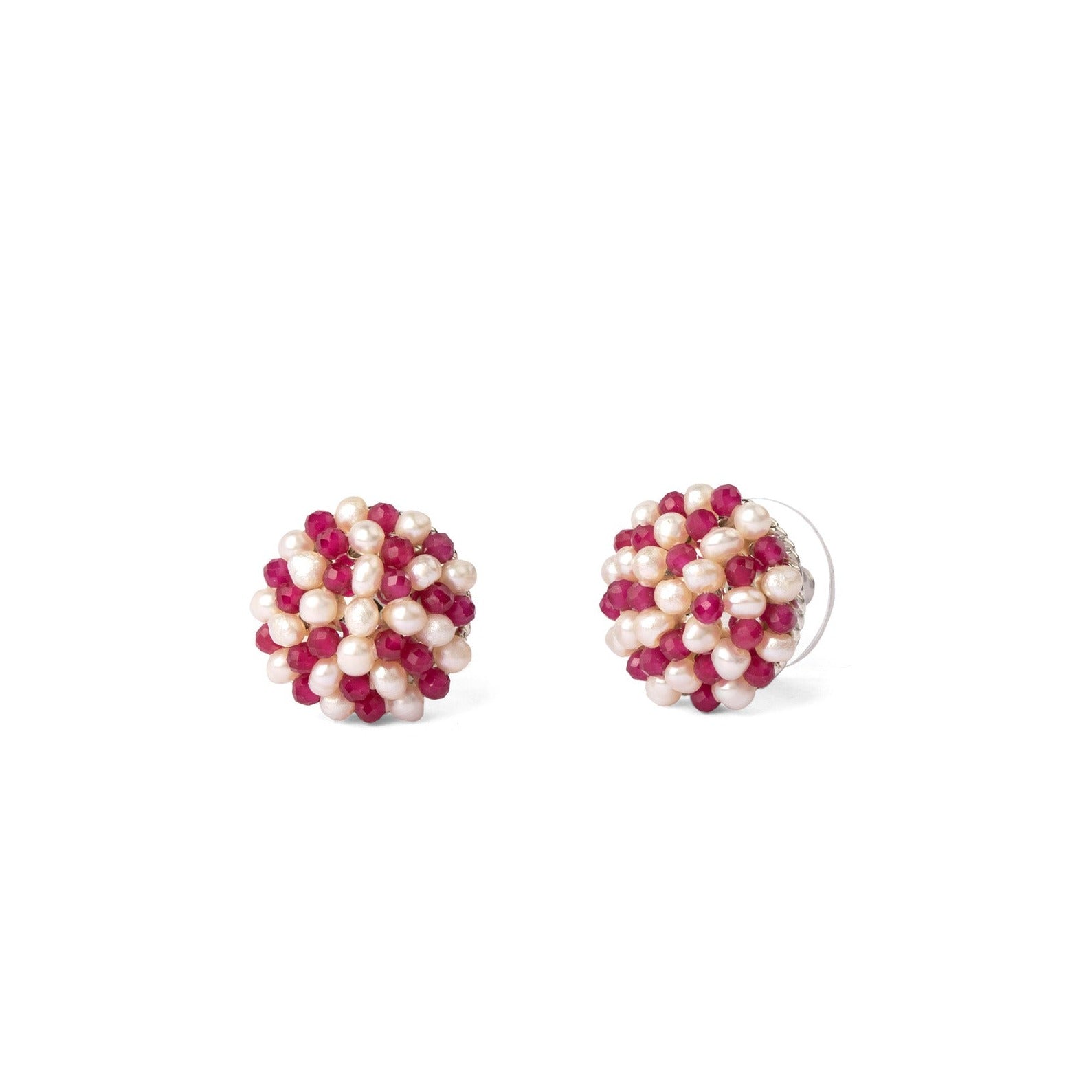 Red and White Pearl Earrings