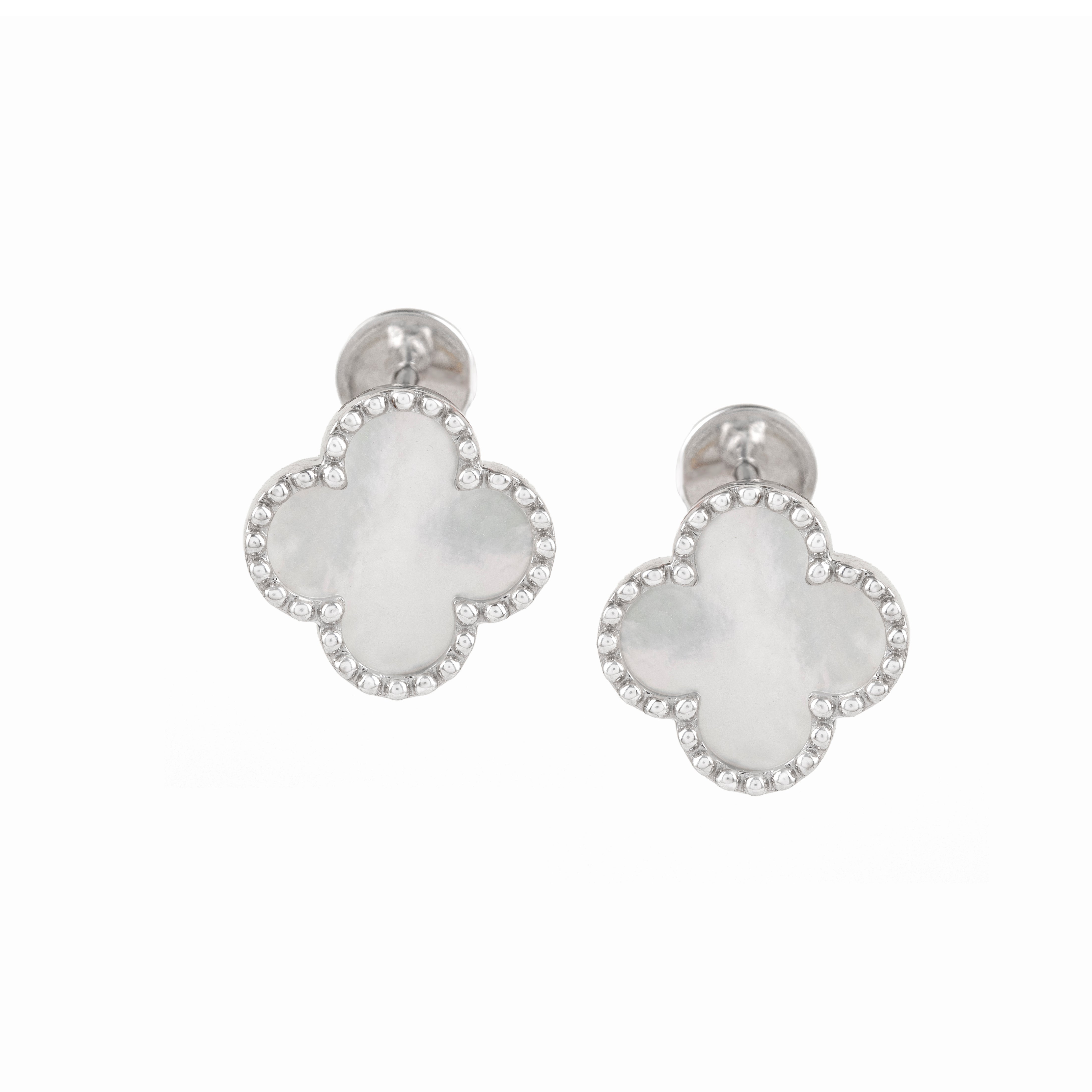 Pearly Bud White Gold Studs