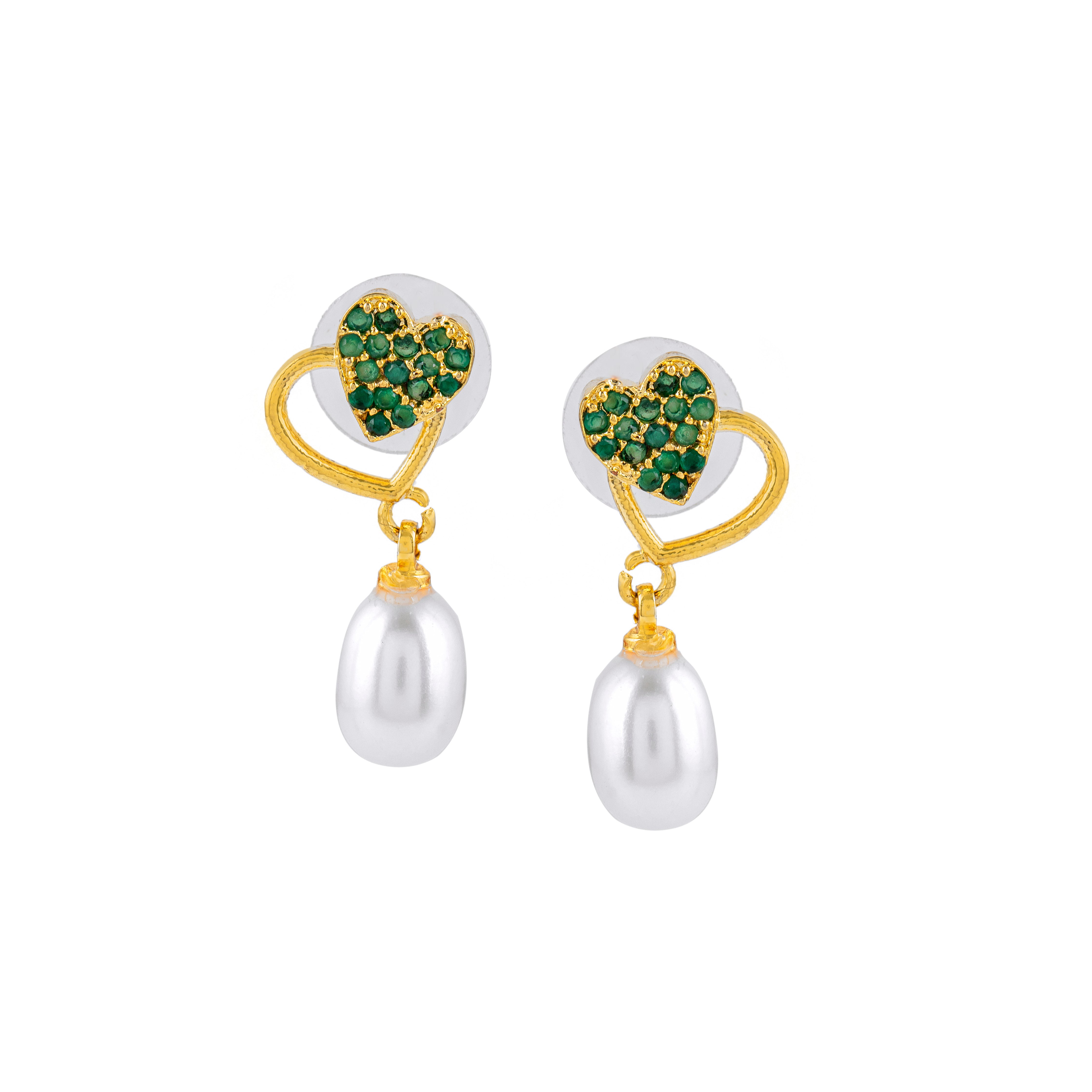 Enchanted Heart Pearl Drop Earrings | Sapphire Gemstone