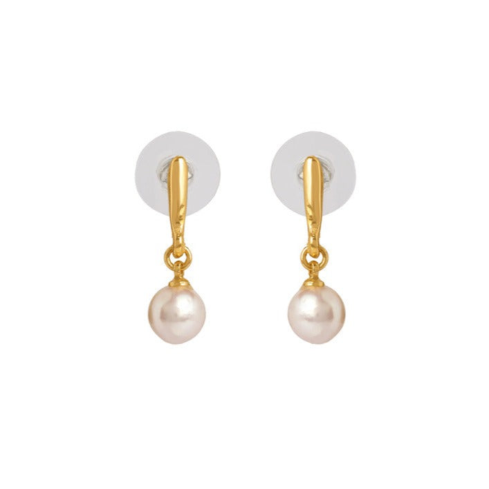 Snowy Pearl Solitaire Drop Earring