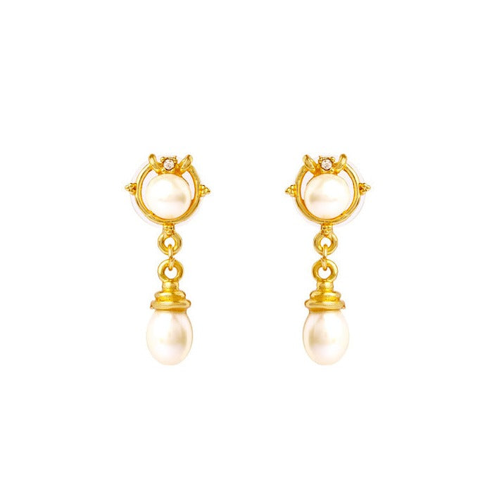 Stellar Loop Pearl Drop Earrings (BPTPPLWH0044)