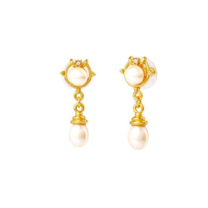 Stellar Loop Pearl Drop Earrings (BPTPPLWH0044)