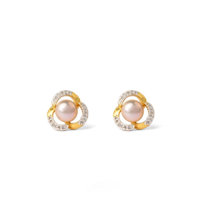 Trinity Oval Pearl Center Studs