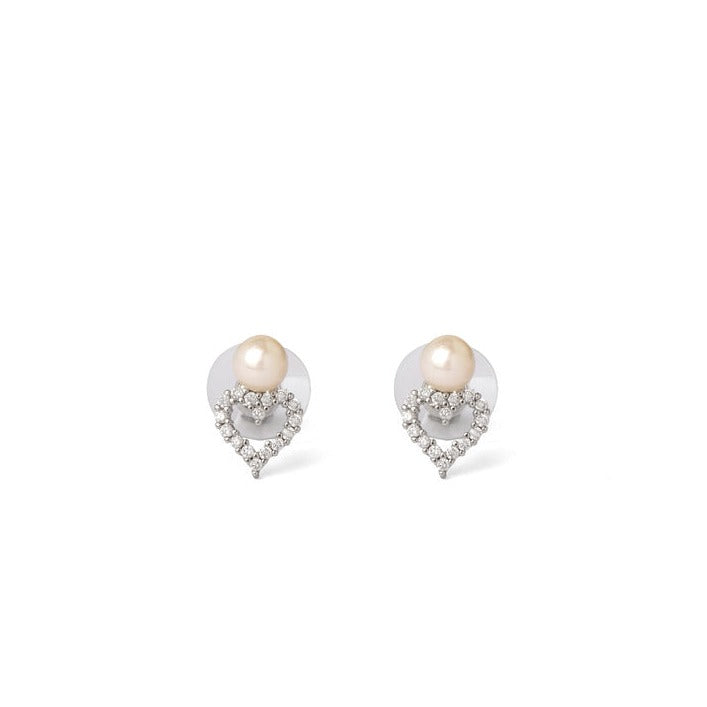 Heartfelt Sparkle Pearl Drop Earrings