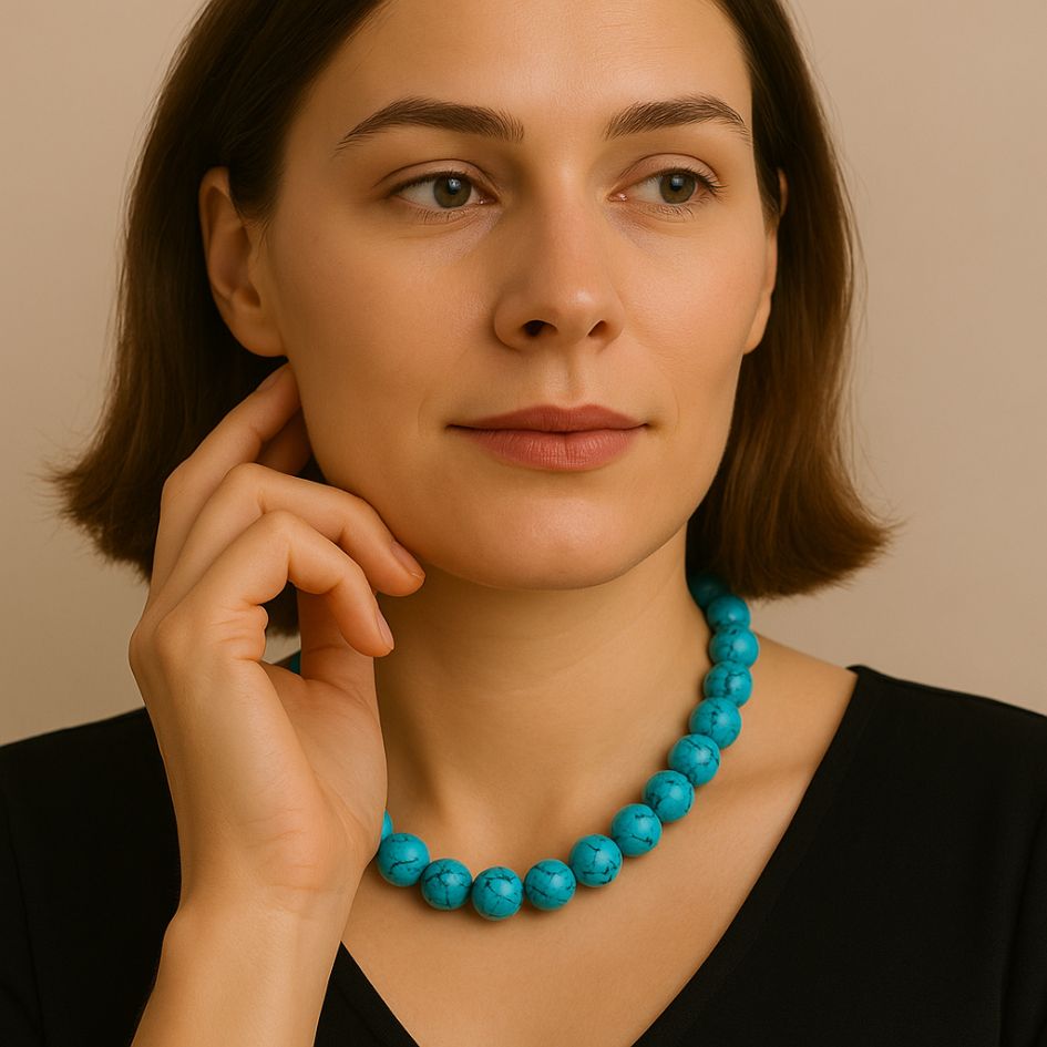 Blue Turquoise Single Strand Necklace
