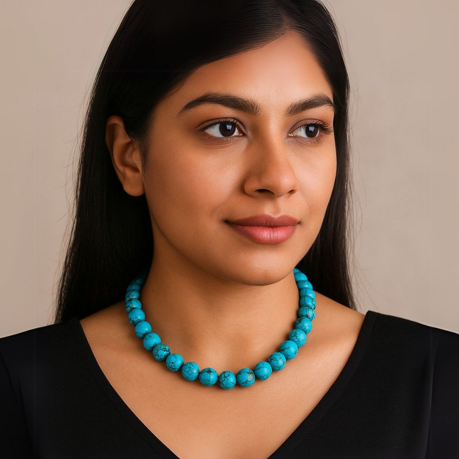 Blue Turquoise Single Strand Necklace