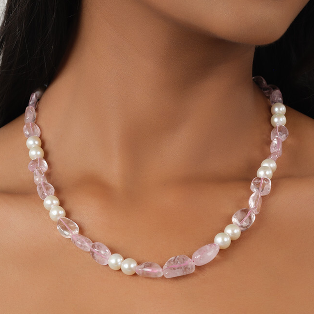 Morganite Pearl Necklace