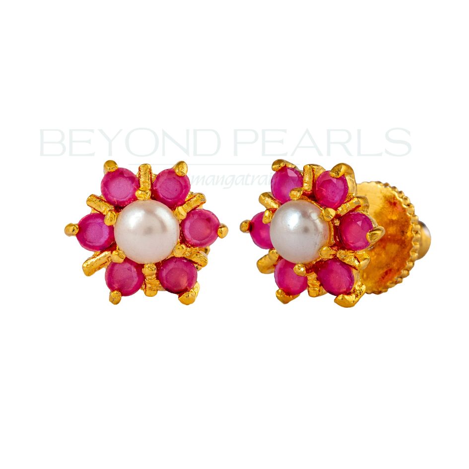 Cherry Blossom Pearls Stud Earrings