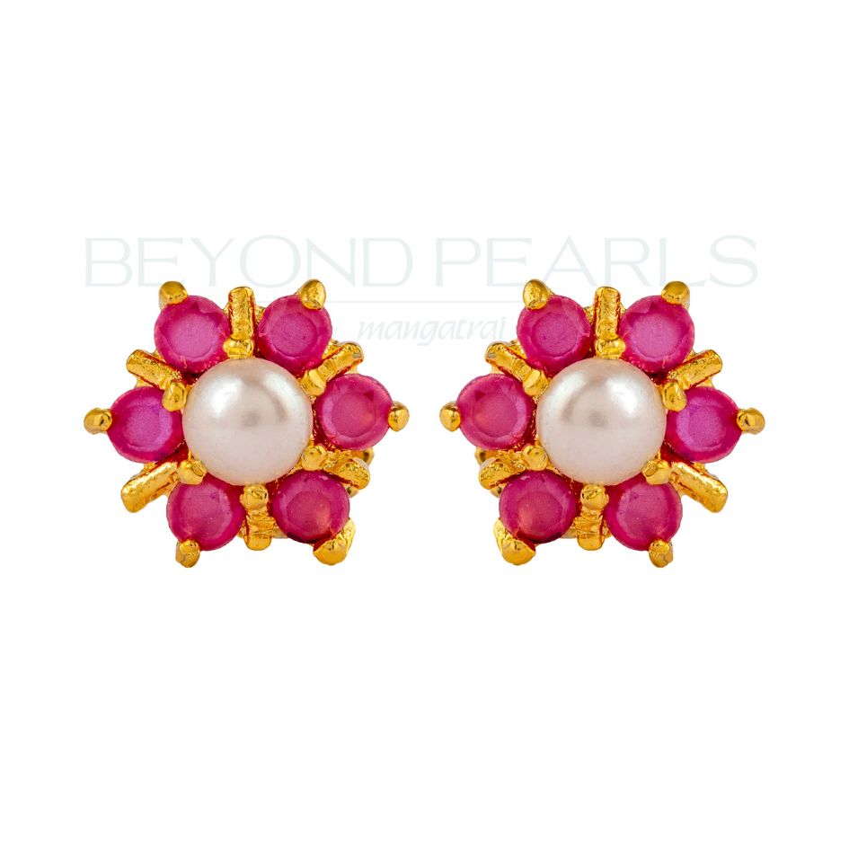 Cherry Blossom Pearls Stud Earrings