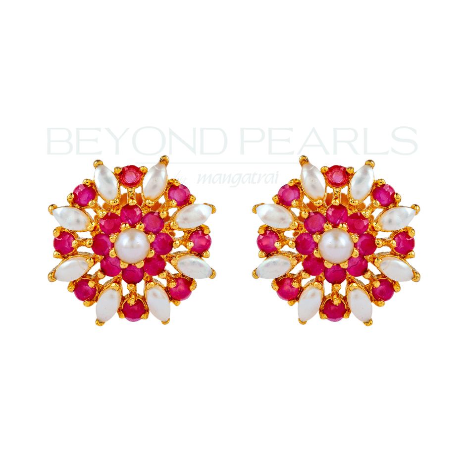 Crimson Luster Stud Earrings