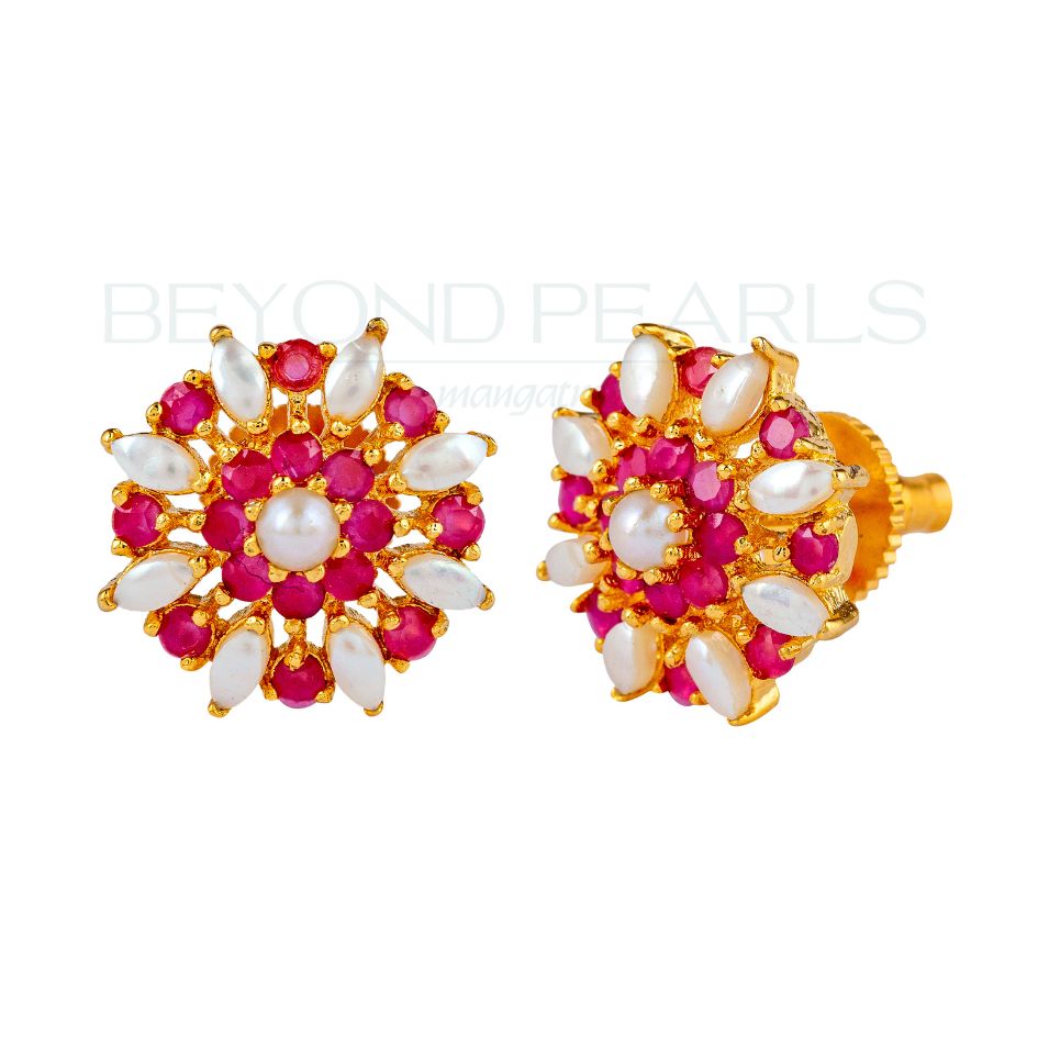 Crimson Luster Stud Earrings
