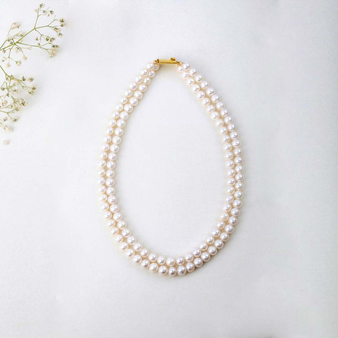 Freshwater Small White 2-Line Pearl Necklace