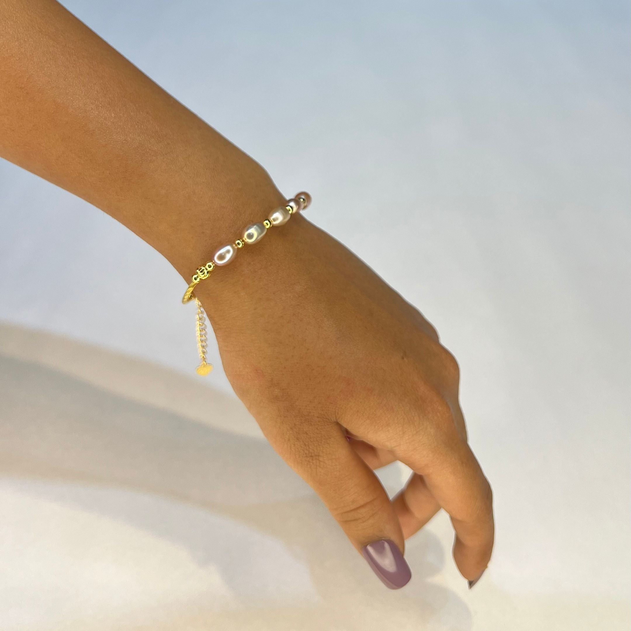 Golden Blush Pearl Rakhi Bracelet
