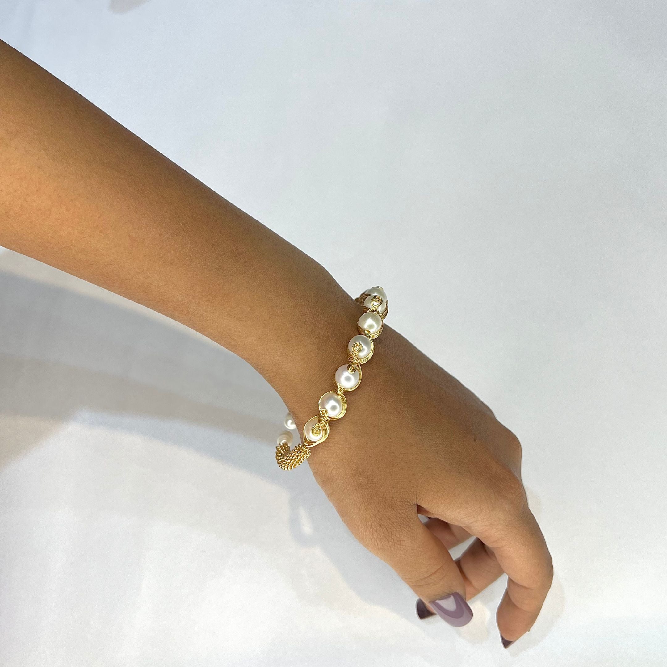 Golden Weave - Classic Pearl Rakhi bracelet