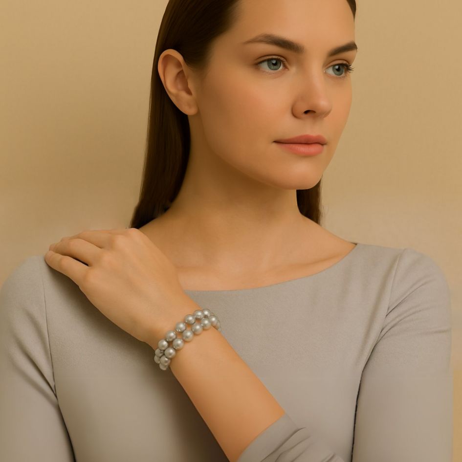 Grey Round Double-Row Bracelet