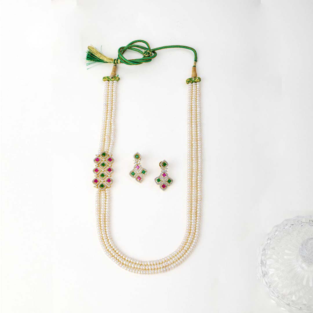 Green Pearl Jewelry Long Necklace